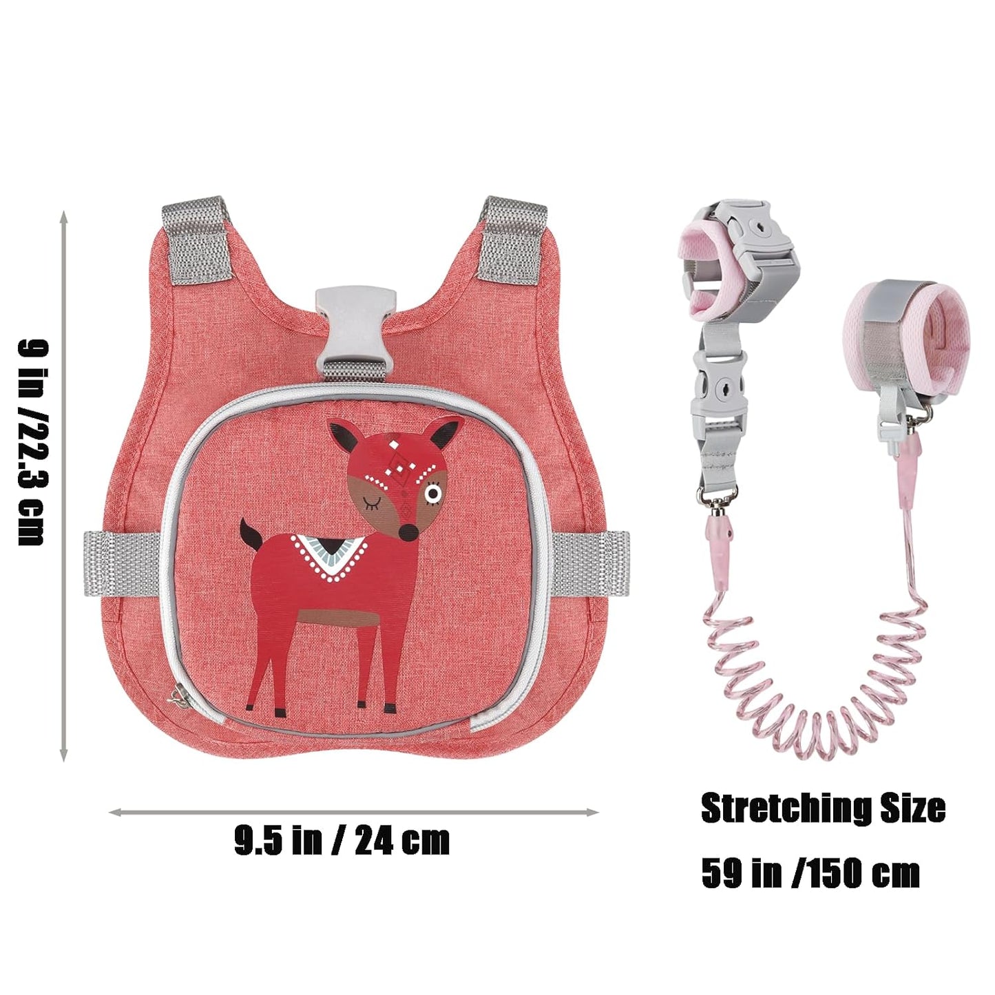 PandaEar Toddler Backpack Leash with Anti-Lost Wrist Link, Kids Safety Harness Children Leashes for Boys Girls, Cute Deer Design