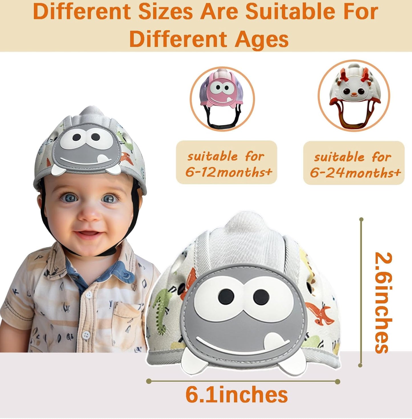 Baby Helmet for Crawing Walking,Soft Infant Safety Helmet,Baby Helmet 1-2 Years for Anti-Fall Head Protector,Adjustable, Breathable