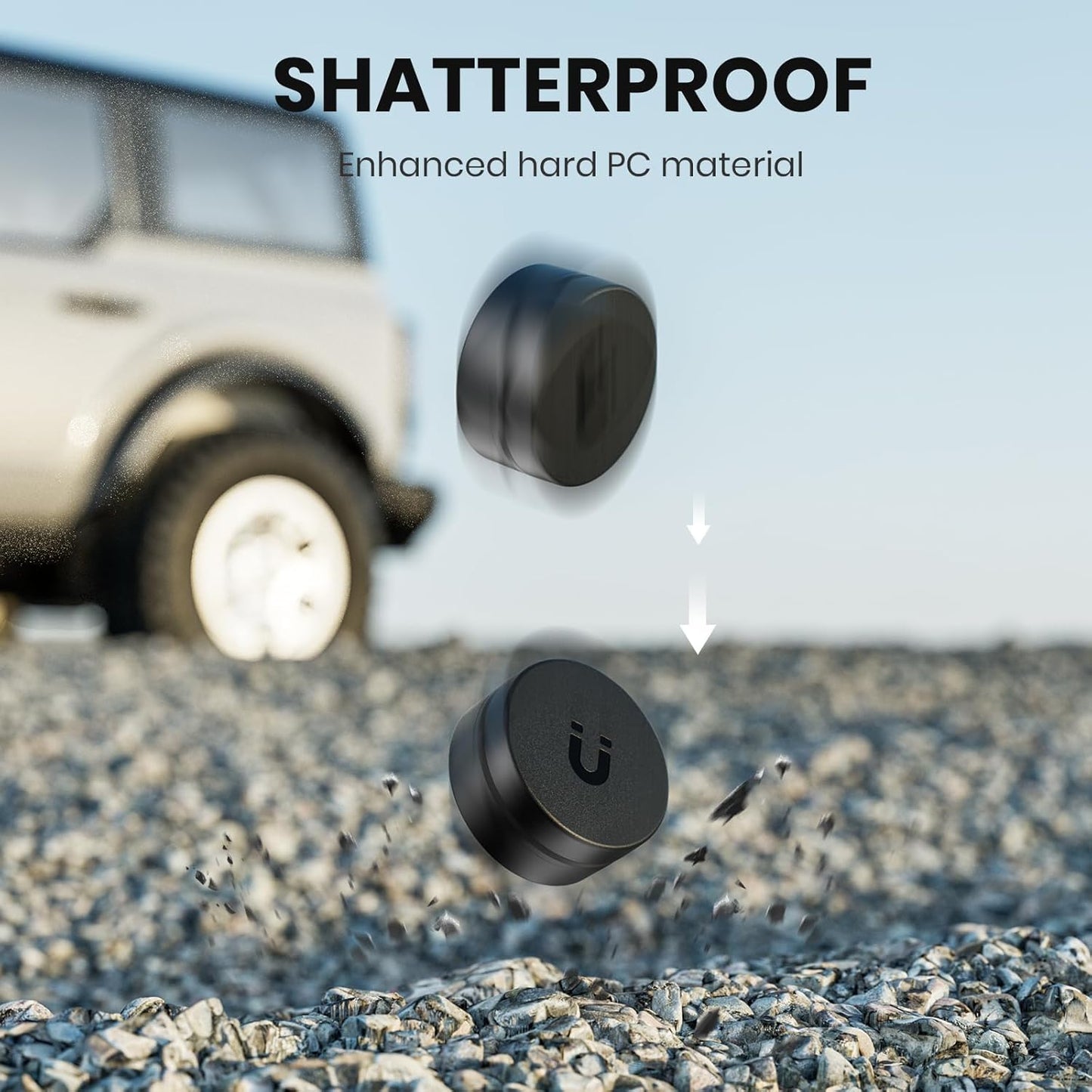 Ultra Magnetic Air Tag Holder | Sealed from Water | Shatterproof | Minimalist Design | Compatible with Apple AirTag, Extra 3M Tape for Optional Mounting, Air Tag Magnetic Case for Car, Truck - Black