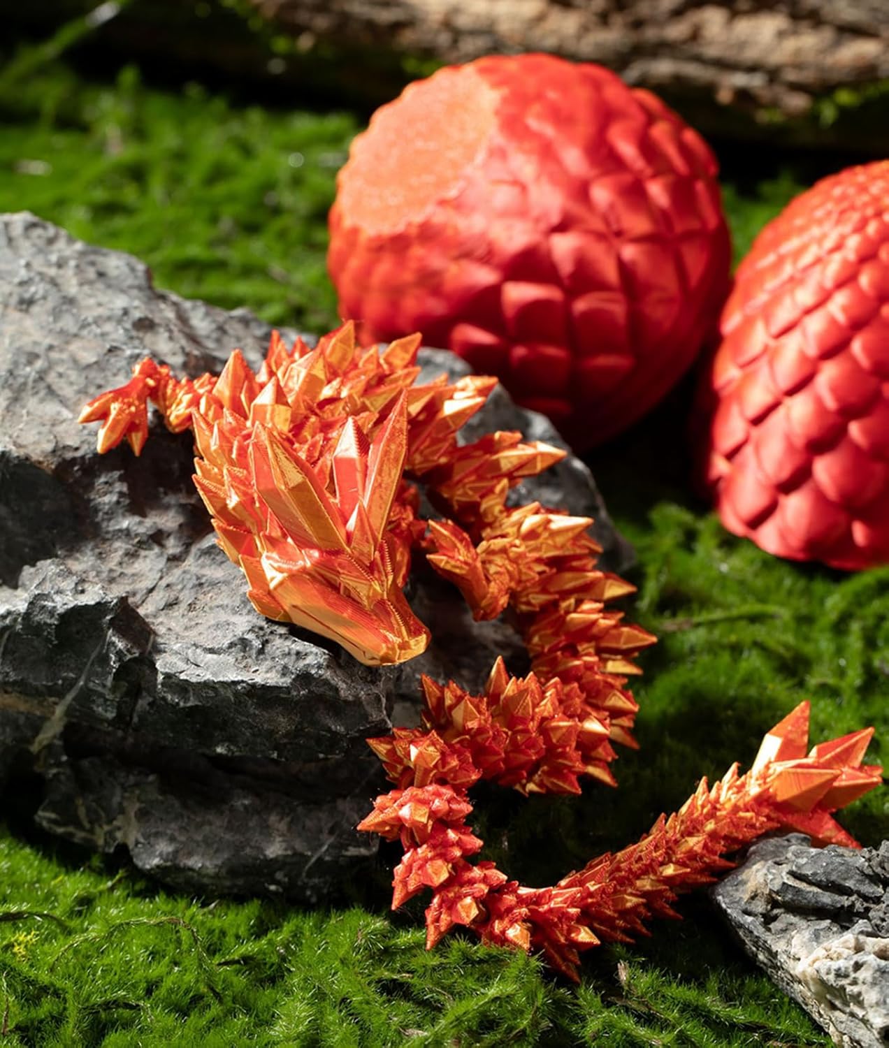 Dragon Egg,3D Printed Articulated Dragon,Dragon Eggs with Dragon Inside,Dragon Toy,3D Printed Dragon Egg Fidget Toys,New Full Articulated Dragon Crystal Dragon (Red)