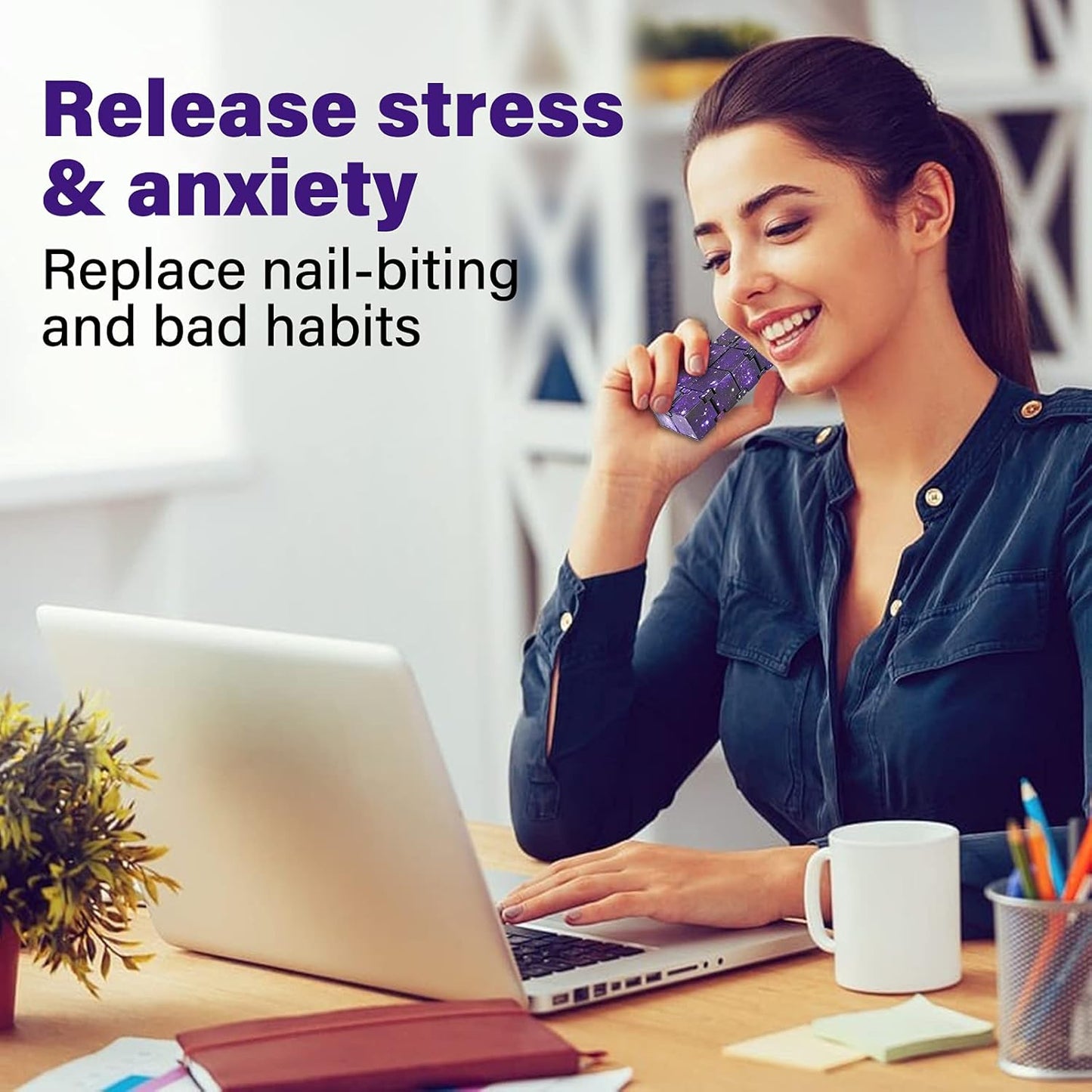 Infinitycube Fidget Toy Stress Relieving Fidgeting Game for Kids and Adults,Cute Pocket-sized Unique Gadget for Anxiety Relief and Kill Time (Purple)