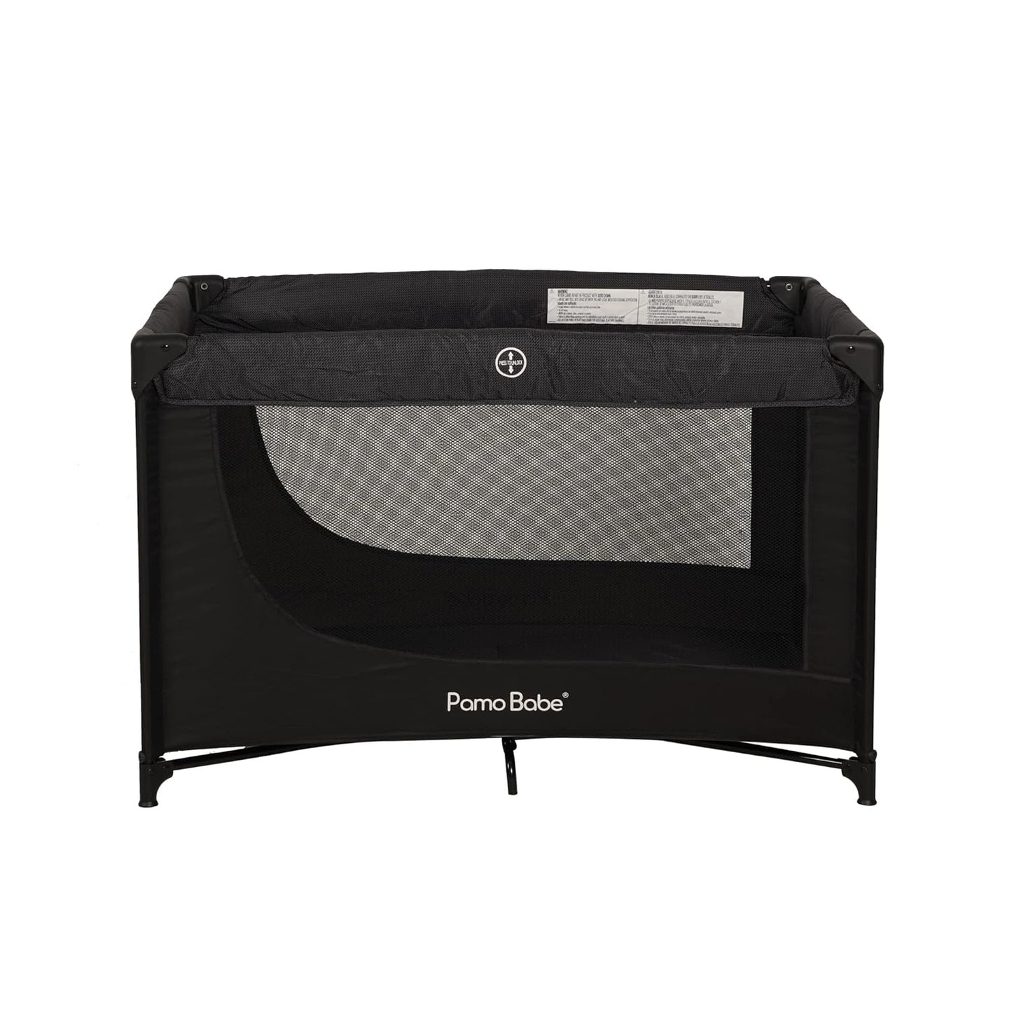Pamo Babe Portable Crib Baby Playpen with Mattress and Carry Bag (Black)