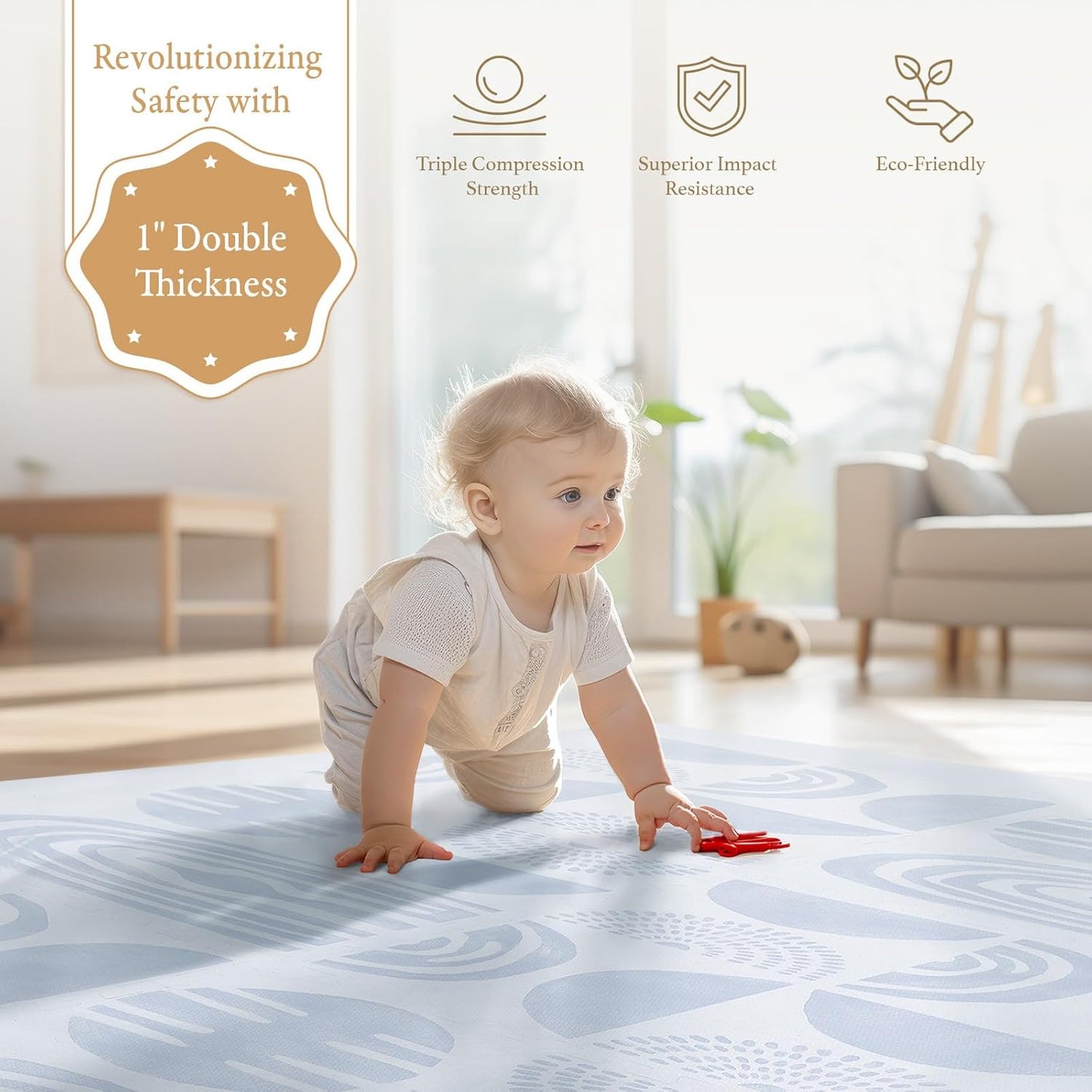 Super 1 Inch Thick Premium Quality Exercise & Baby Foam Play Mats - Expandable & Large Non-Toxic Odorless Floor Mat - 6 Tiles Spacious 6x4ft - Peel-Resistant - Foggy Gray