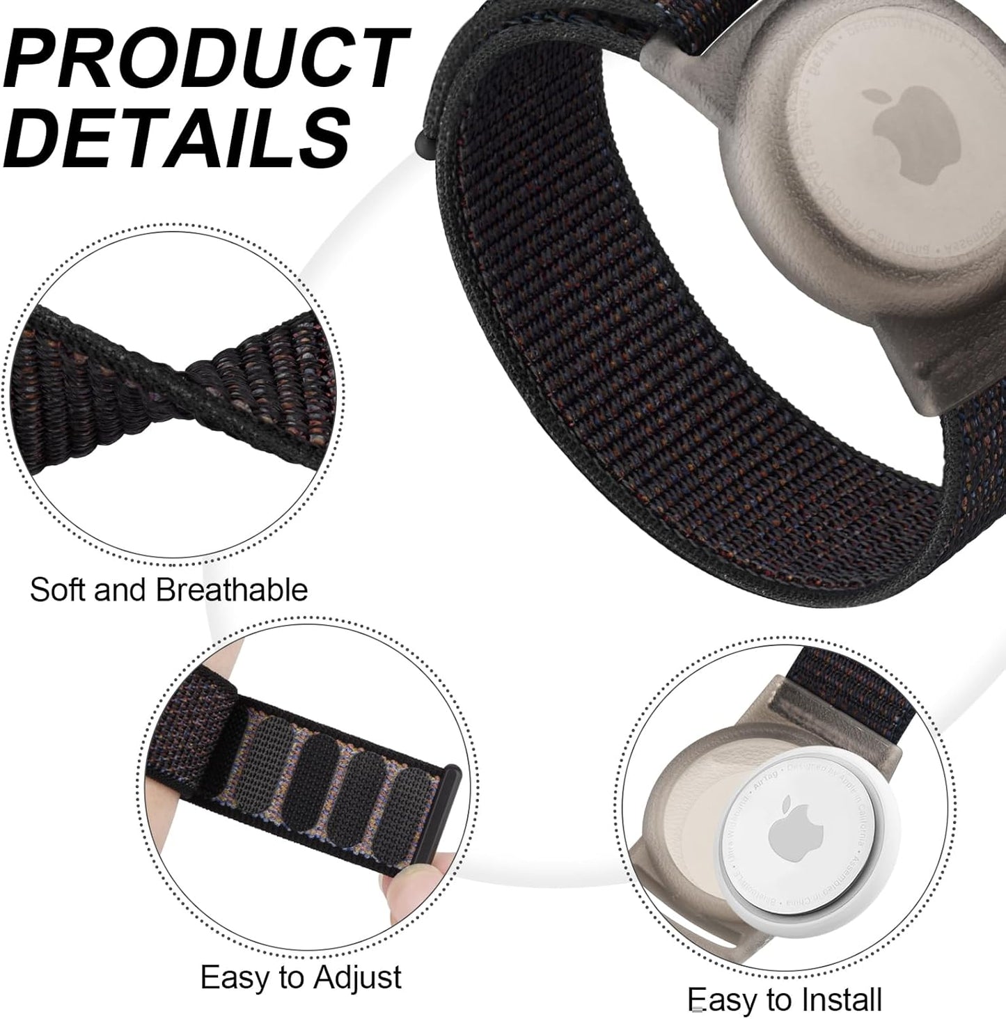 Vancle Kids Wristband for Apple AirTag, Protective Case for Air Tag GPS Tracker Holder with Nylon Bracelet, Adjustable Anti Lost Watch Band for Toddler Baby Children Elders