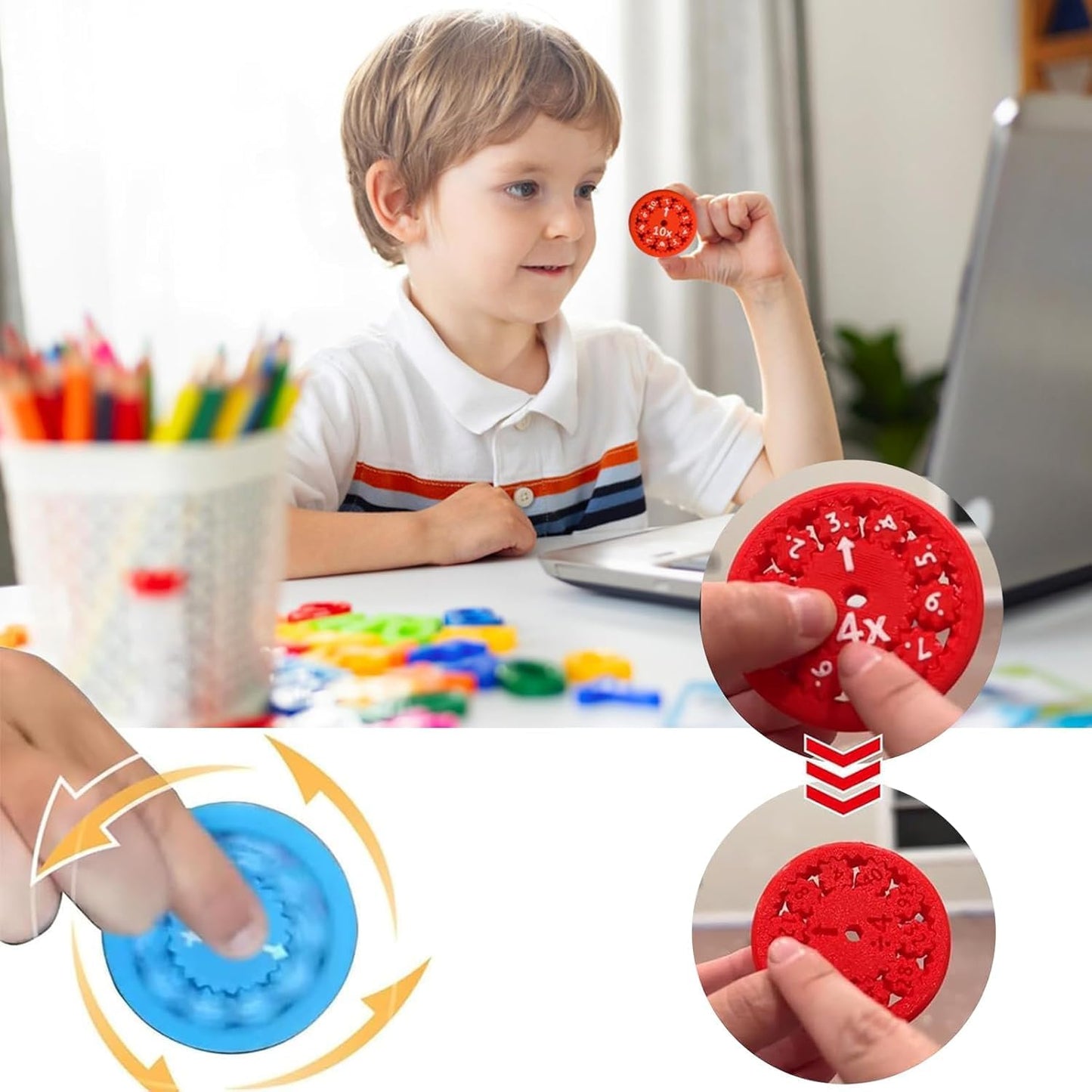 Math Fidget Spinners, Math Fact Fidget Spinners, Math Fidget Toy for Kids, Perfect for Learning Add Subtract Multiplication Division with The Math Spinners (Multiply Or Divide 9pcs)