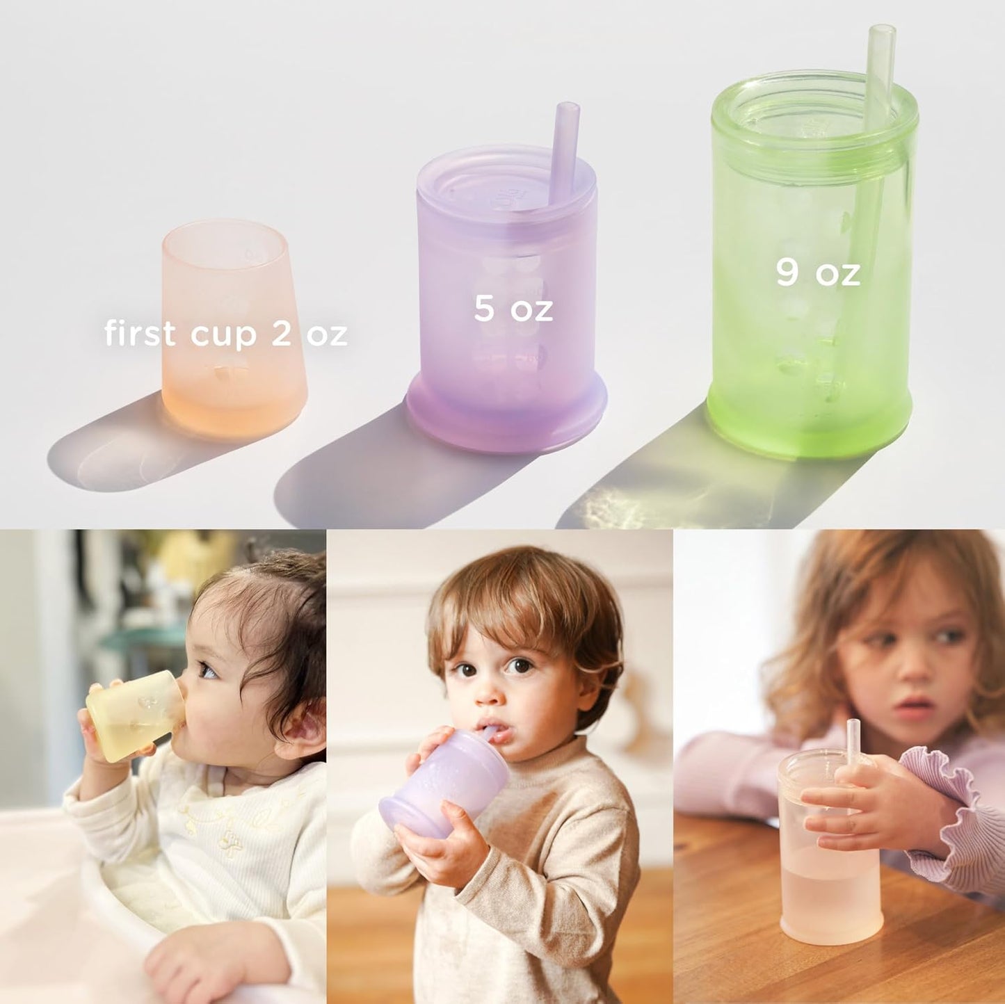Olababy First Cup | Clear Sense 100% Silicone Infant Trainer Cup | 2oz Medicine Cup for Newborn | Non-Slip & Sloping Design for Tiny Hands & Baby Led Weaning (Lemon, 1 Cup)