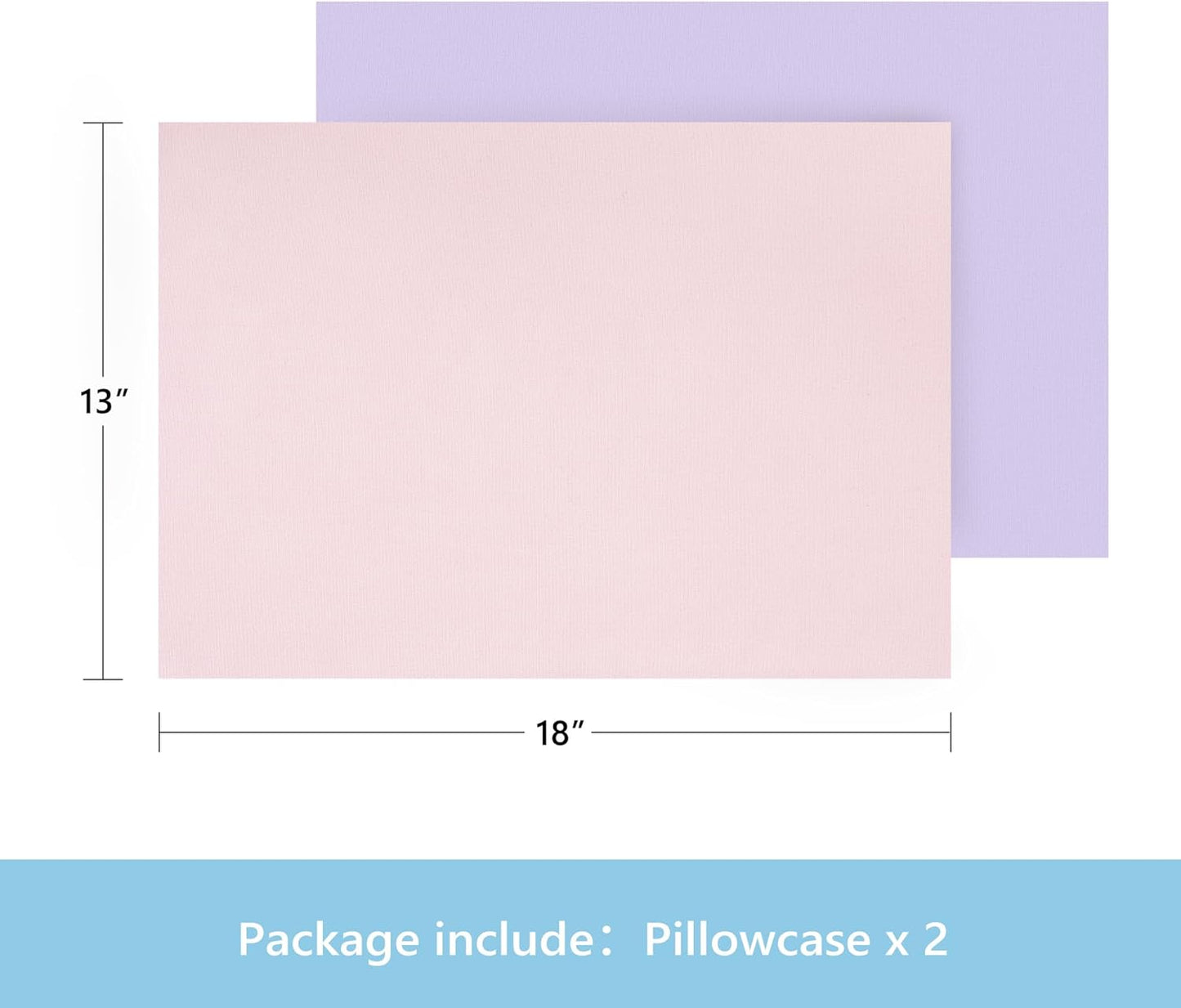 TILLYOU Toddler Pillowcase 2 Pack with Envelope Closure,13" x 18" Silky Soft Microfiber Travel Kids Pillowcase for Boys and Girls,Light Purple & Light Pink