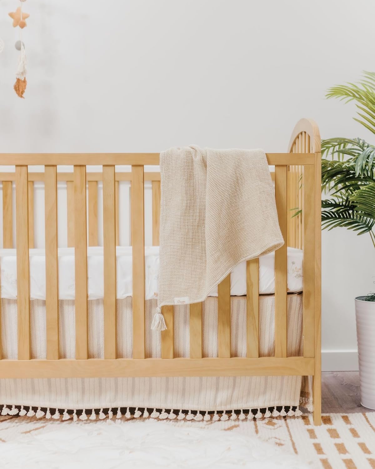 Crane Baby Hazelwood Luxe Blanket, Soft Cotton Nursery and Stroller Blanket, Cotton and Cashmere, 36" x 36"