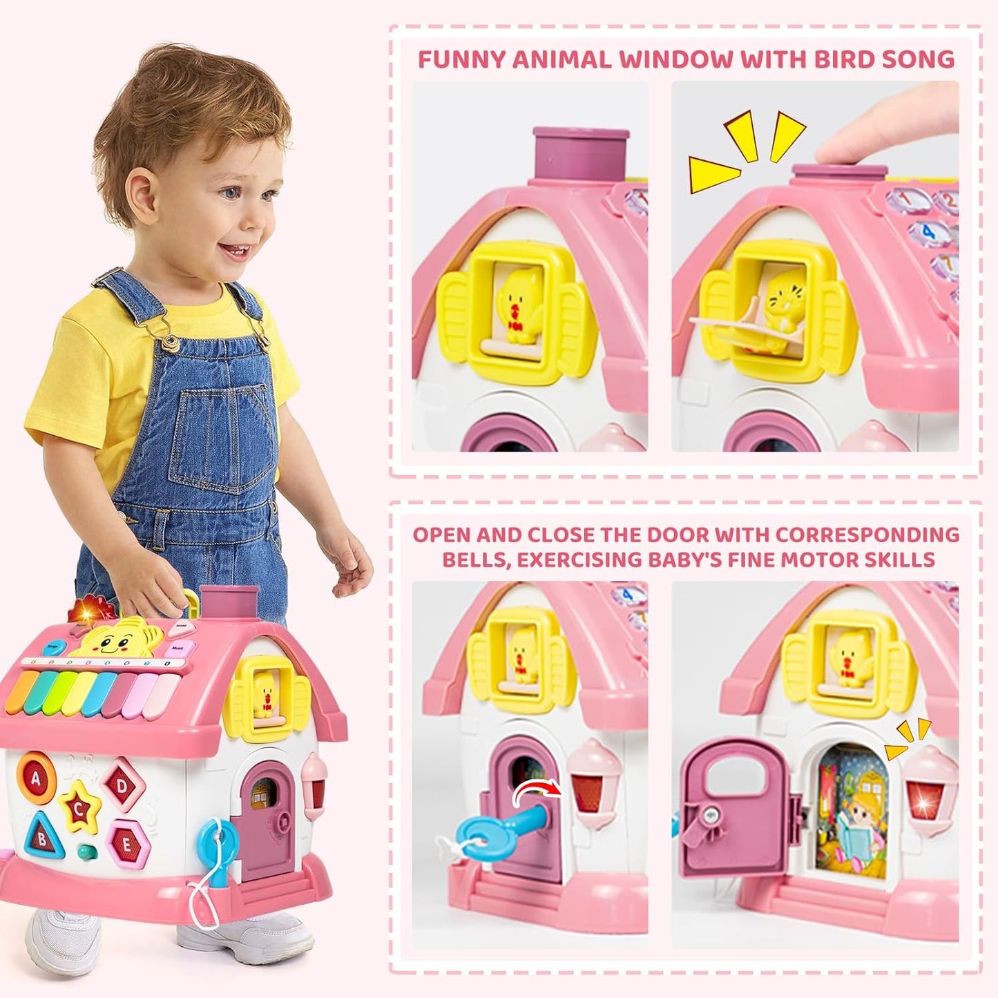 Marstone Toddler Toys for 1 Year Old Girl Gifts: First 1st Birthday Gifts for Girls and Boys, 8-in-1 Musical Learning House Montessori Baby Toys 6-12 12-18 Months, Educational Toddler for Ages 0-2