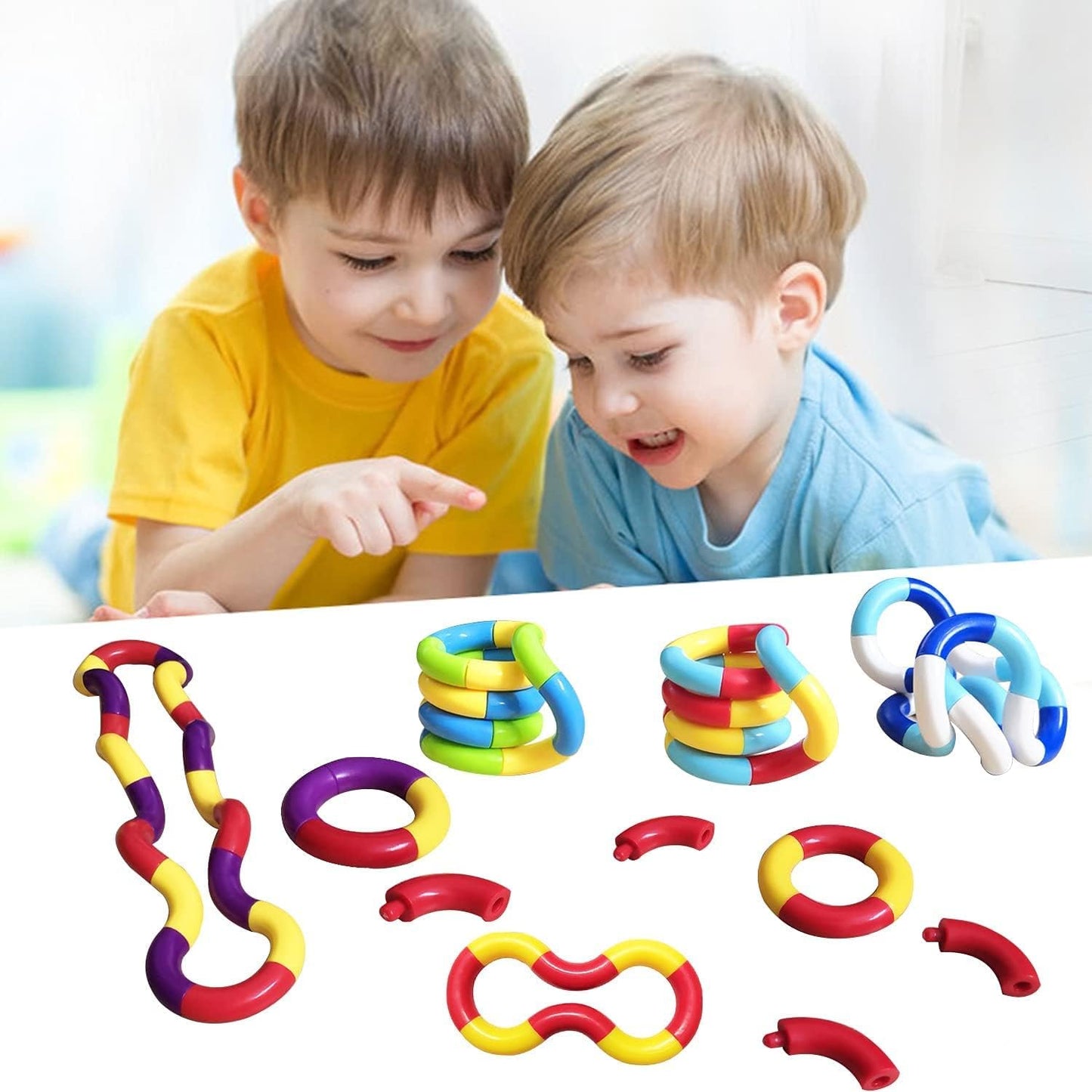 24PCS Quiet Fidget Toys Sensory Fidget Toys for Unique Fidget Experience, Multicolor Twisty Fidget Toys for Relaxation, Brain Imagination Tools, Relax Therapy Educational Toy for Adults,Boys,Girls