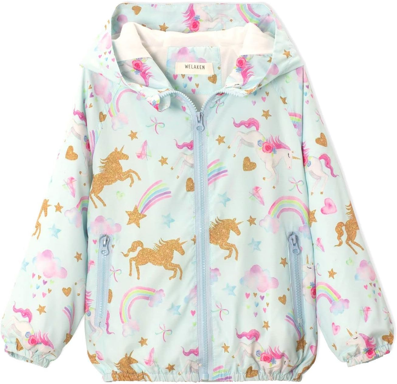 WELAKEN Lightweight Jacket for Girls Kids & Toddler II Girls' Print Water-Resistant Jacket