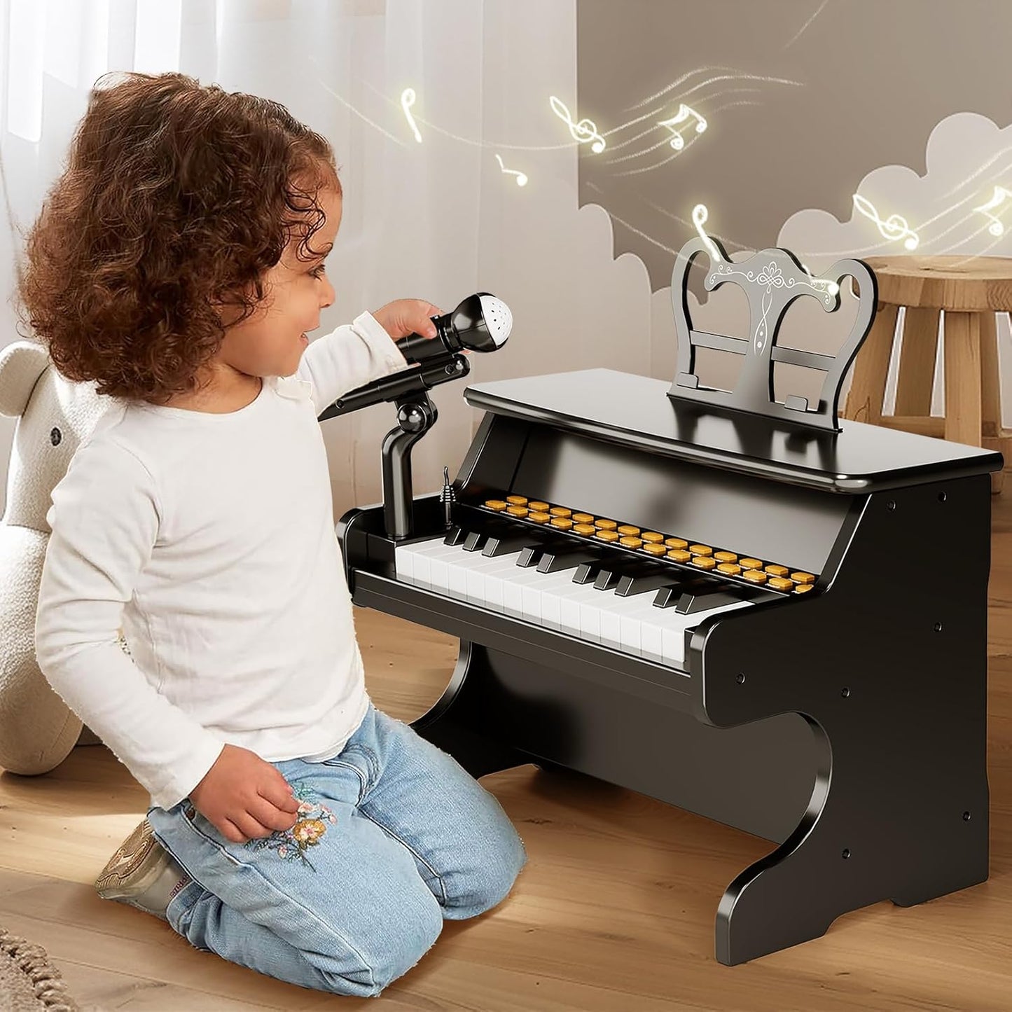 Upgraded Classical Piano for Kids - Black Professional Musical Keyboard Piano Instrument Toys for 3 5 7 9 Years Old Beginners Educational Instruments Birthday Gift