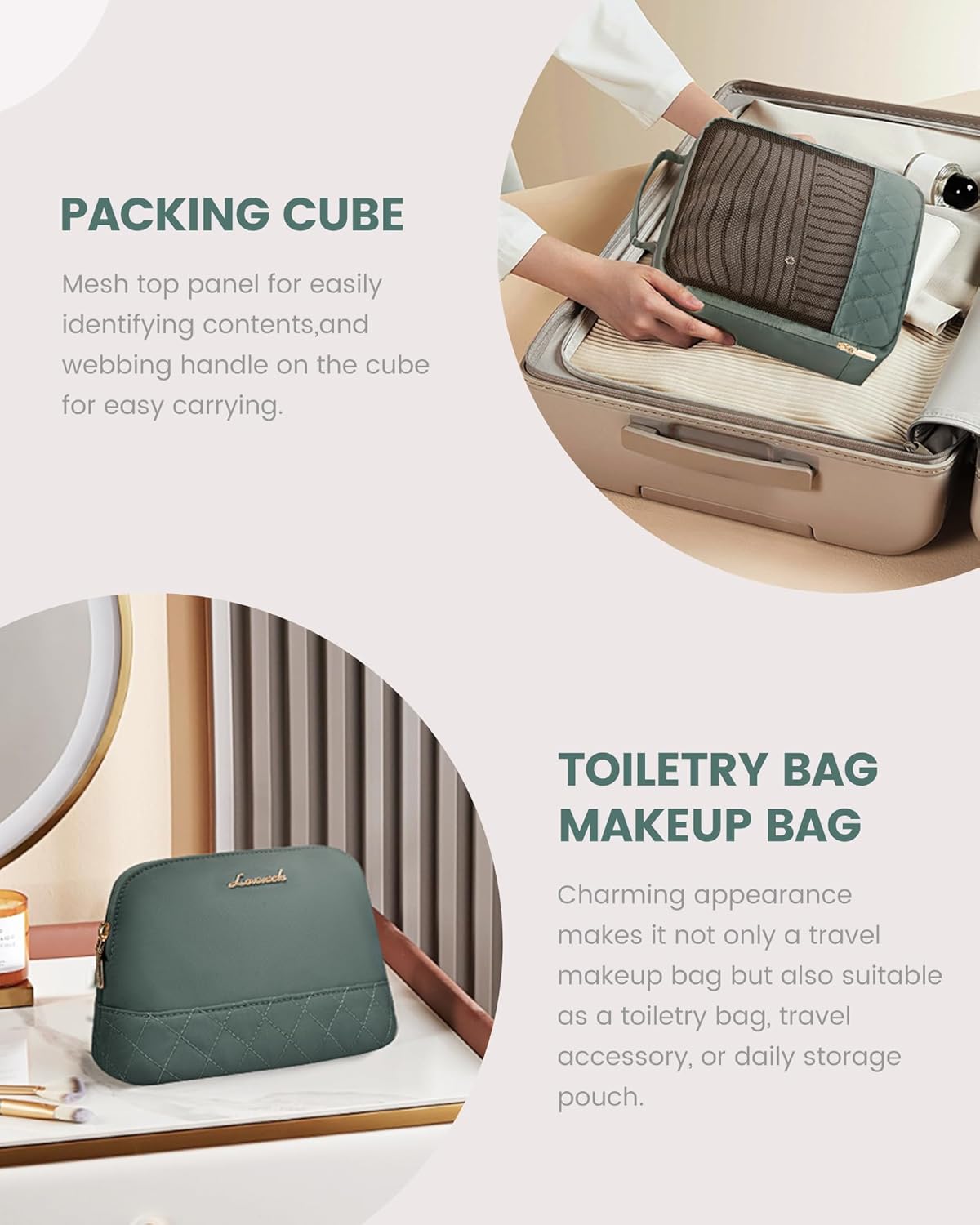 LOVEVOOK Travel Bag,Weekender Bag for Women Travel Duffle Bag with Shoe Compartment,Carry on Overnight Bag with Wet Pocket,Gym Yoga Duffel Bag,Hospital Bags for Labor and Delivery,3 Pcs Set