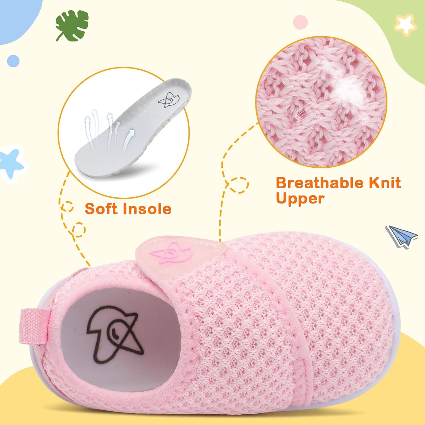 LeIsfIt Baby Shoes Boys Girls First Walking Shoes Non-Slip Infant Sneakers Lightweight Slip-on Crib Sneakers for First Walkers