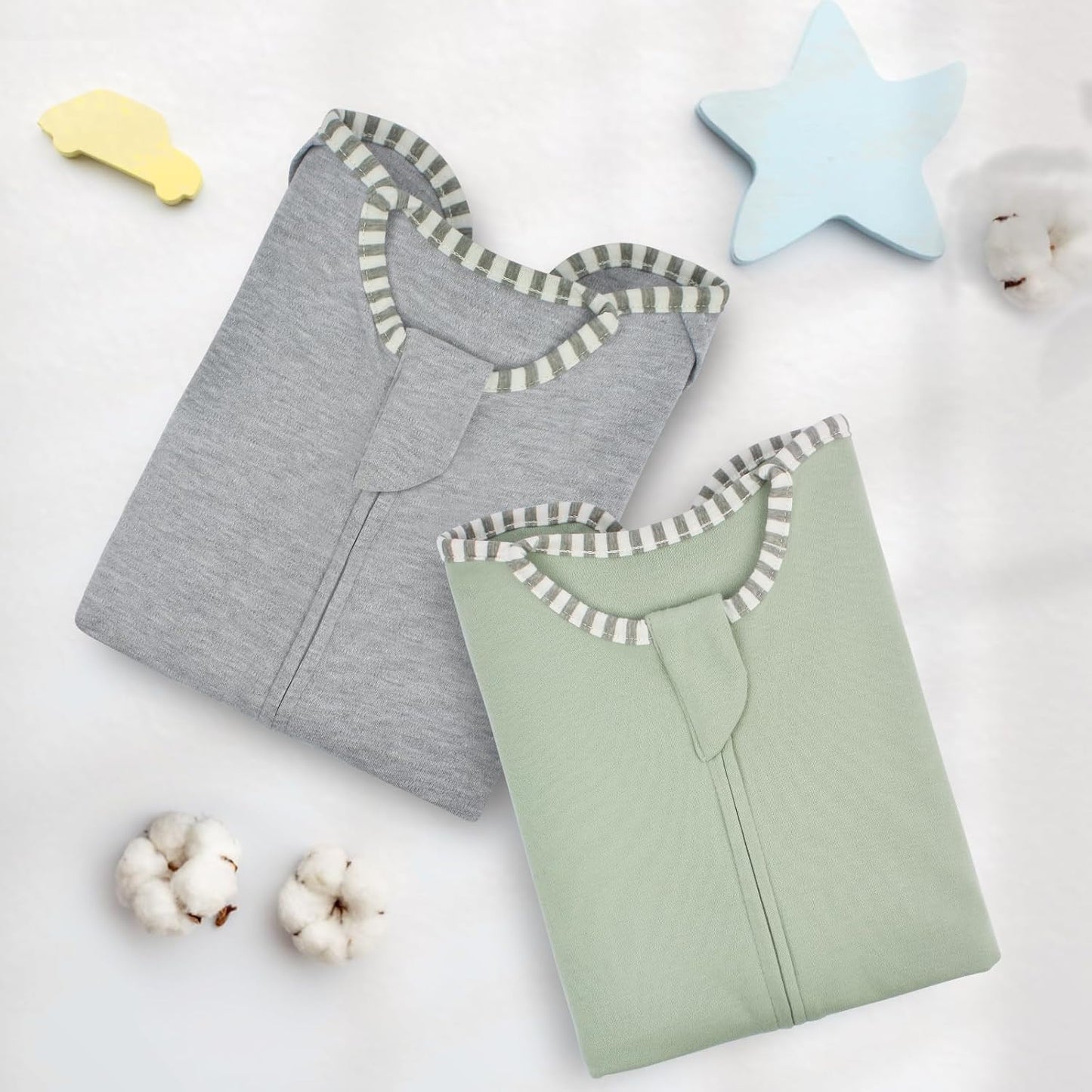 Transition Swaddle 3-6 Months Baby Sleep Sack Arms up Swaddle 2-Way Zipper 100% Cotton Arms in/Out, 0.8 Tog Baby Transitional Swaddle Sack for Boy Girl, 2-Pack (Medium 14-20lbs)