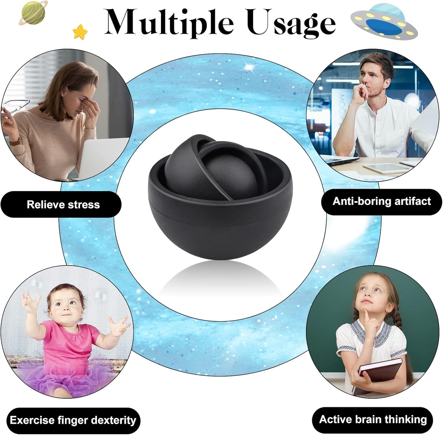 Fidget Toys Adults 2PC, Sensory Toys for Kids with Autism, Cool Gadget Gifts for Boys Girls Teens Kids, Desk Toy ADHD Stress Relief Finger Toy Fidget Spinner