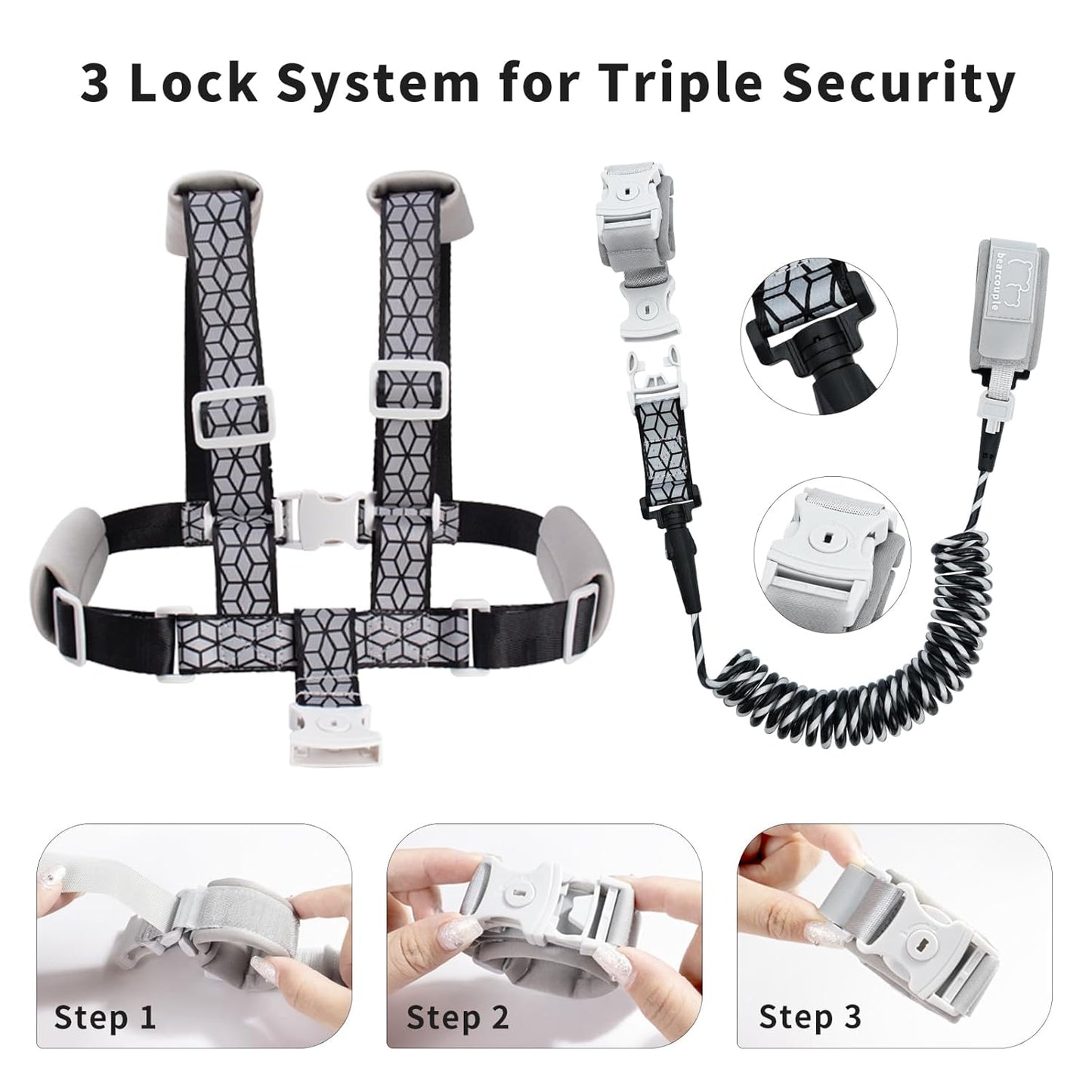 Toddler Leashes + Anti Lost Wrist Link for Kids, 4 in 1 Kid Harness Backpack Leash for Girls Boys, Reflective Kids Anti Lost Leash Cute Baby Harness Belt Strap Foldable Child Safety Leash for Park Zoo