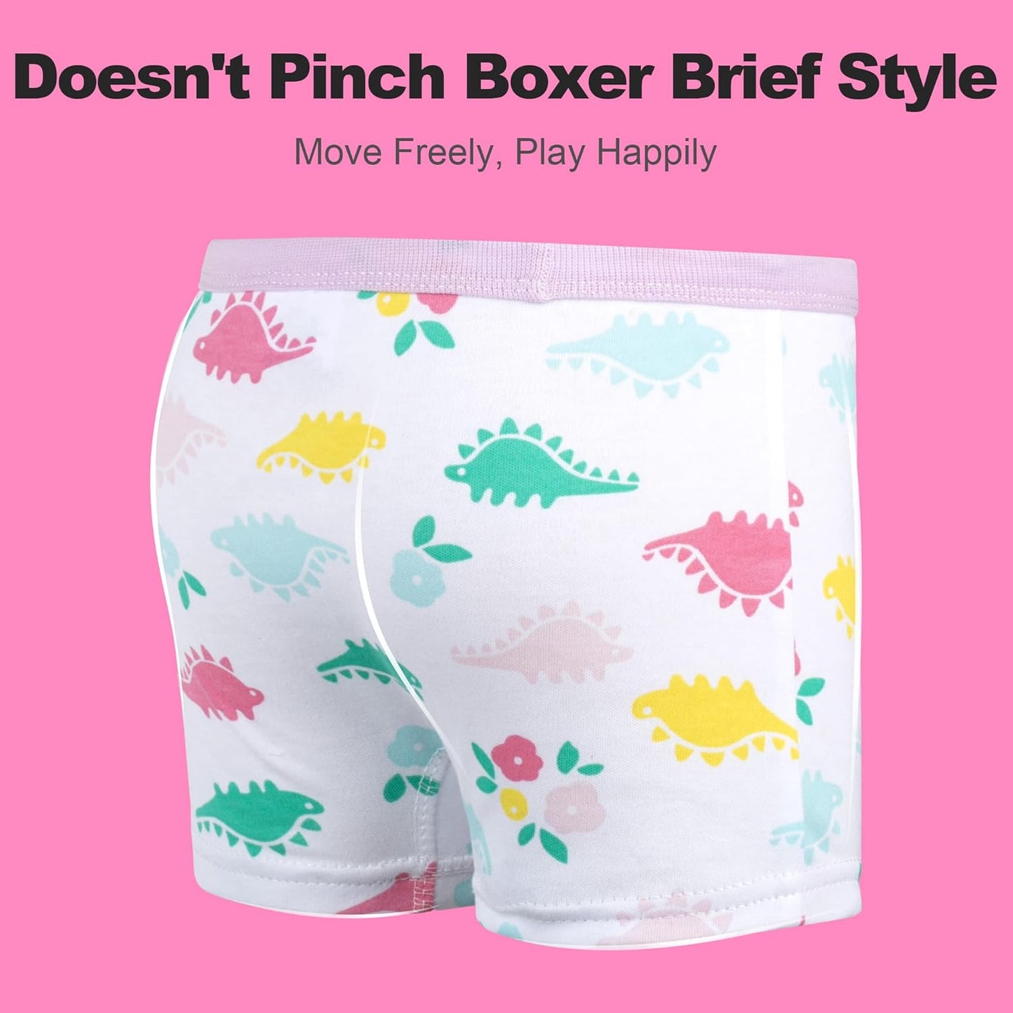 BIG ELEPHANT 10 Pack Toddler Girls' Underwear Boxer Briefs，100% Cotton Super Soft Breathable Panties (3T-10Y)