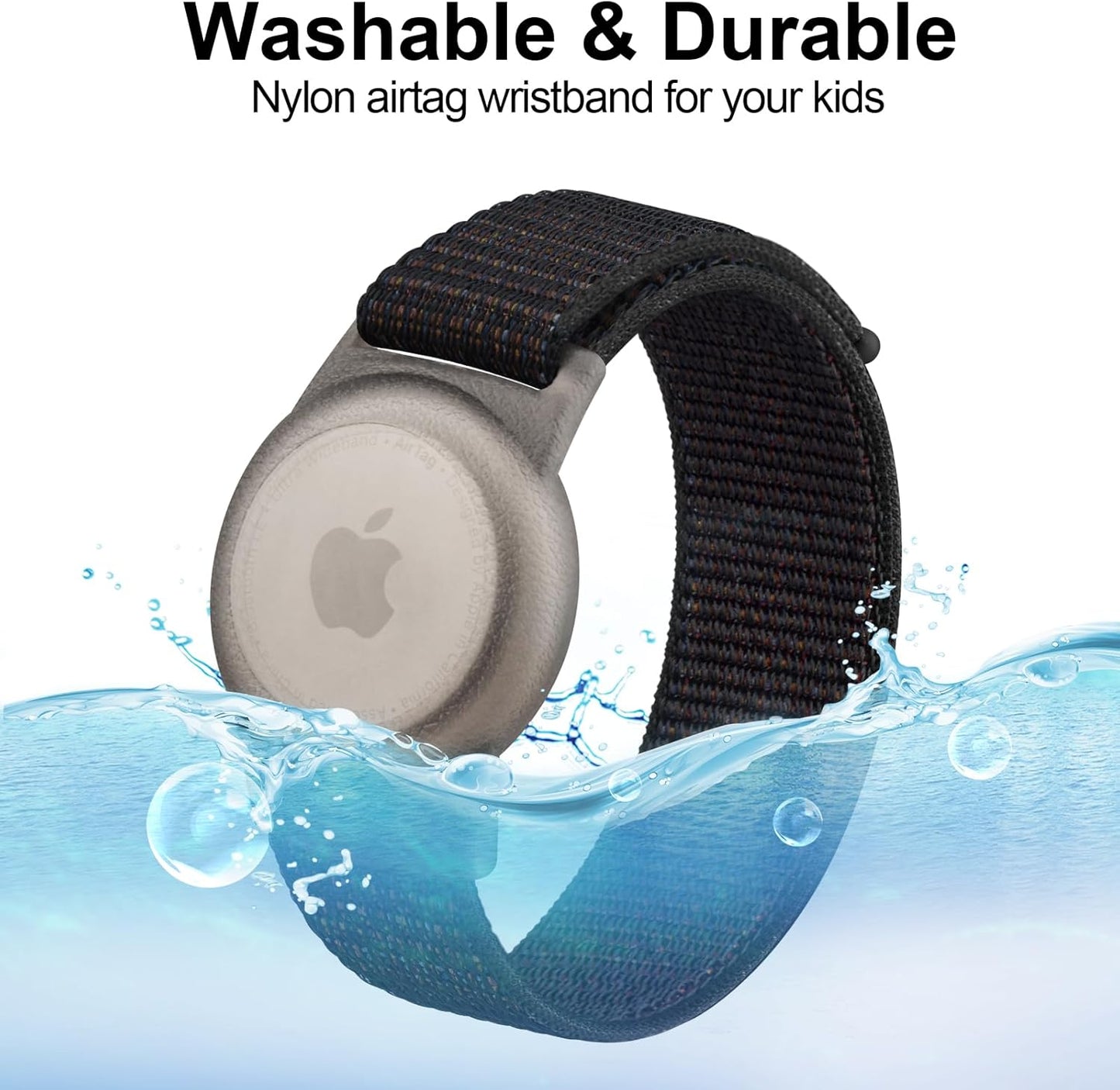 Vancle Kids Wristband for Apple AirTag, Protective Case for Air Tag GPS Tracker Holder with Nylon Bracelet, Adjustable Anti Lost Watch Band for Toddler Baby Children Elders