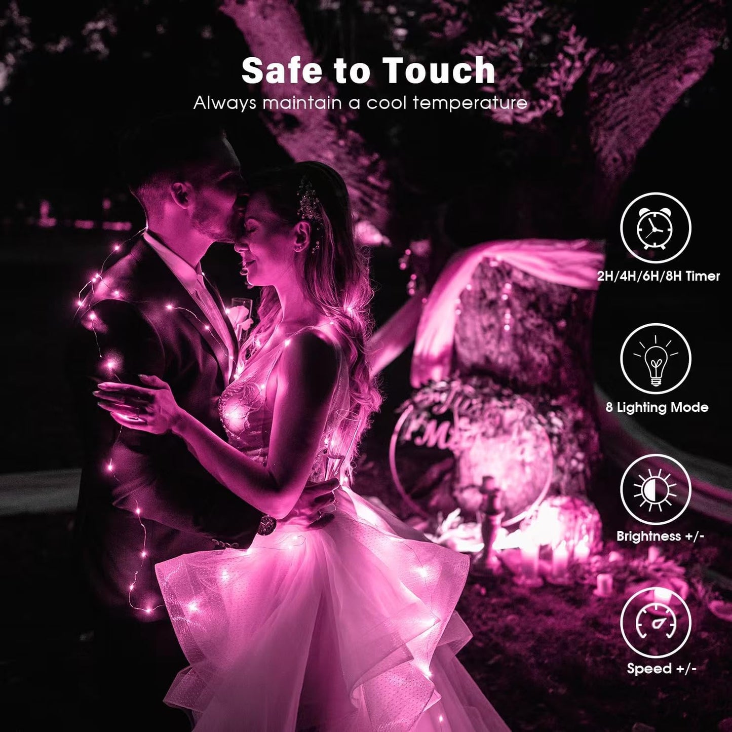 Fairy Lights 72ft 220 LED USB Twinkle String Lights Plug in Silver Wire Lights with Remote and Timer 8 Modes Outdoor Waterproof Starry Lights DIY Party Wedding Christmas Decoration(Pink)