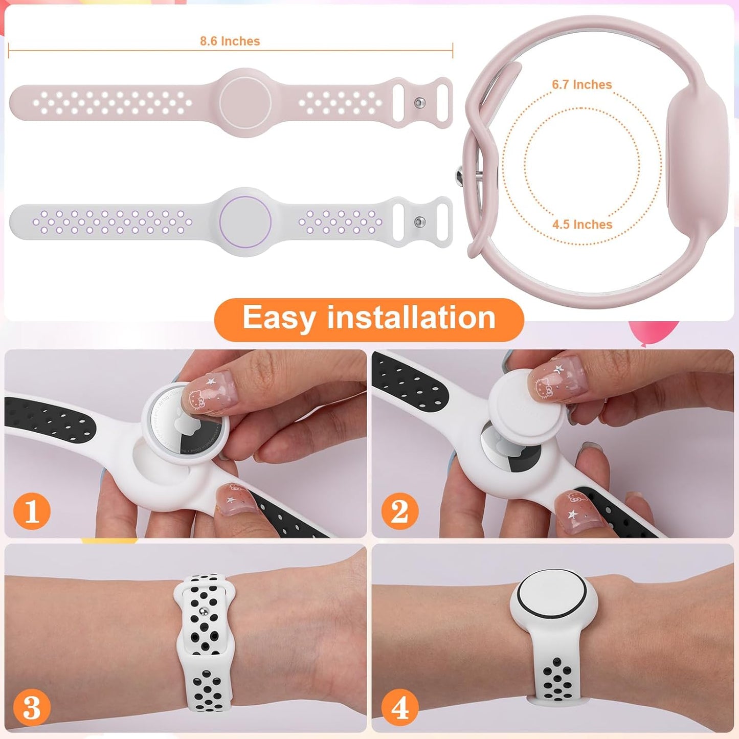 Waterproof Bracelet Compatible with AirTag for Kids (2 Pack), Protective Case GPS Tracker Holder for Child with Full Coverage Hidden Design, Soft Silicone Anti-Lost Wristband Cover for Toddler PWWP