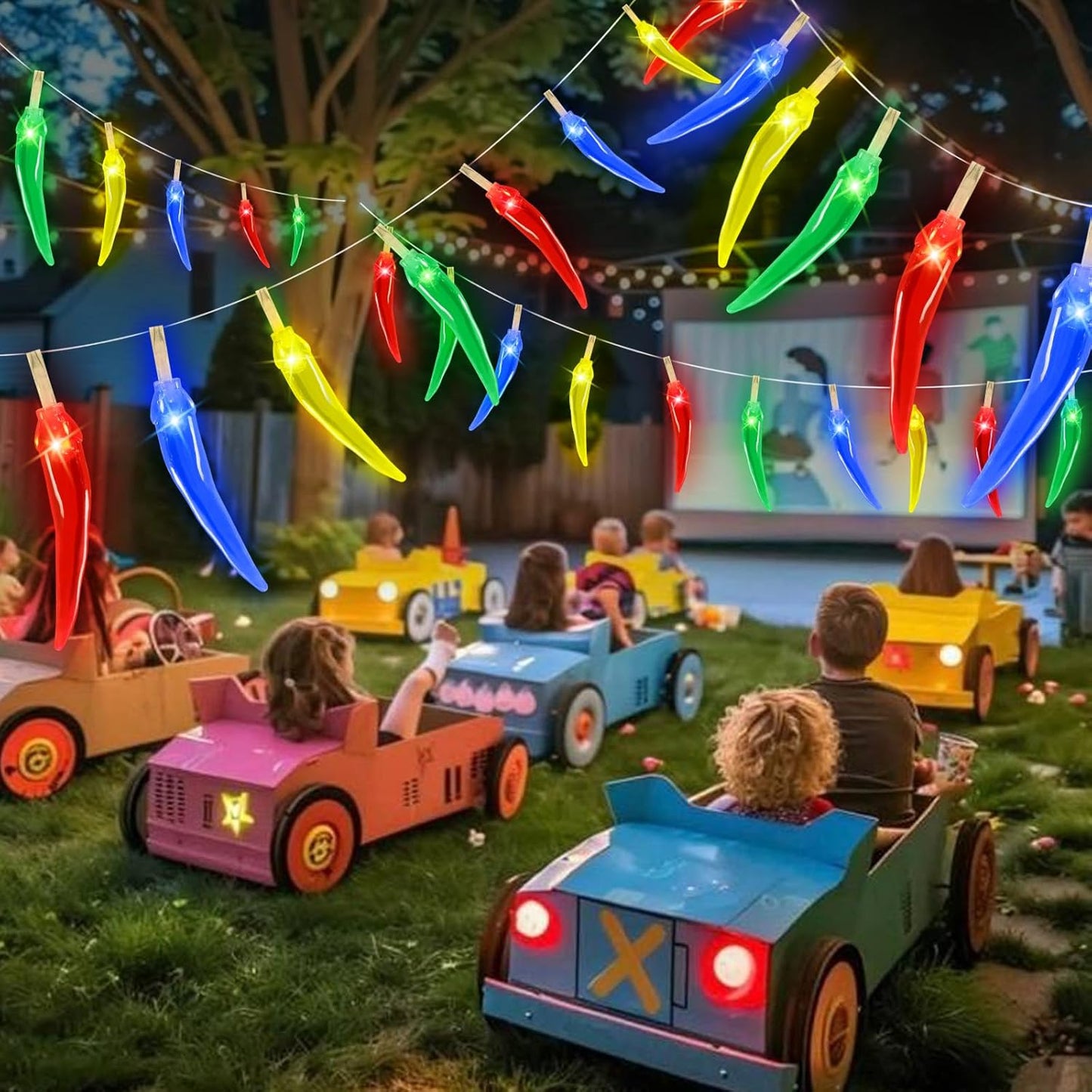 Chili Pepper String Lights, 40 LED 21Ft Chili Pepper Fairy Lights Battery Operated for Indoor Outdoor Garden Pool Birthday Mexican Party Wedding Christmas Summer Tropical Decor