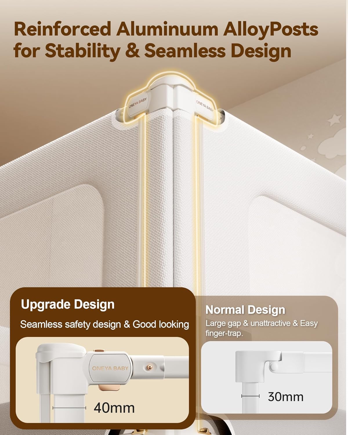 Baby Bed Rail Guard for Toddlers, Reinforced 60in Toddler Bed Rails for Queen Bed with Height Adjustable, Extral Tall Child Safety Side Railing Guards/Bedrail for Kids,White/Grey, 1 Side 54" Lx28 H