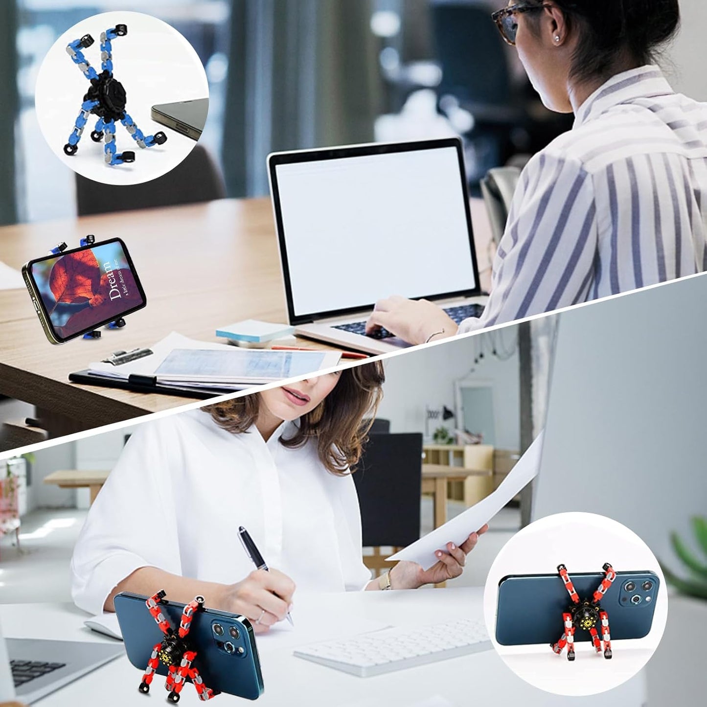 18 Pcs Finger Spinners Sensory Toys, Creative Transformable Chain Robot Toy Fidget Finger Spinners DIY Stress Relief Toy with Transformable Chain for Boys Girls