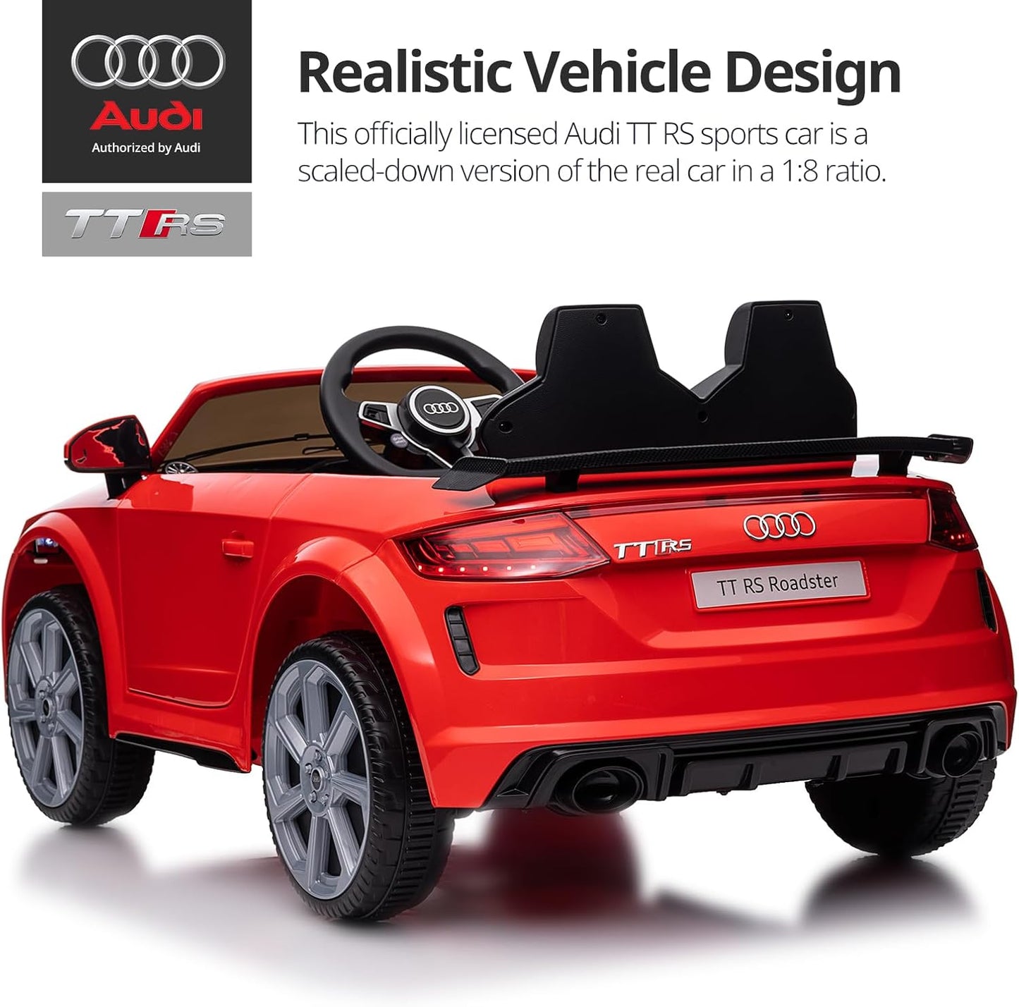 Licensed Audi Electric Kids Car, 12V Kids Ride-on Toy Car for Toddlers w/Remote - Red