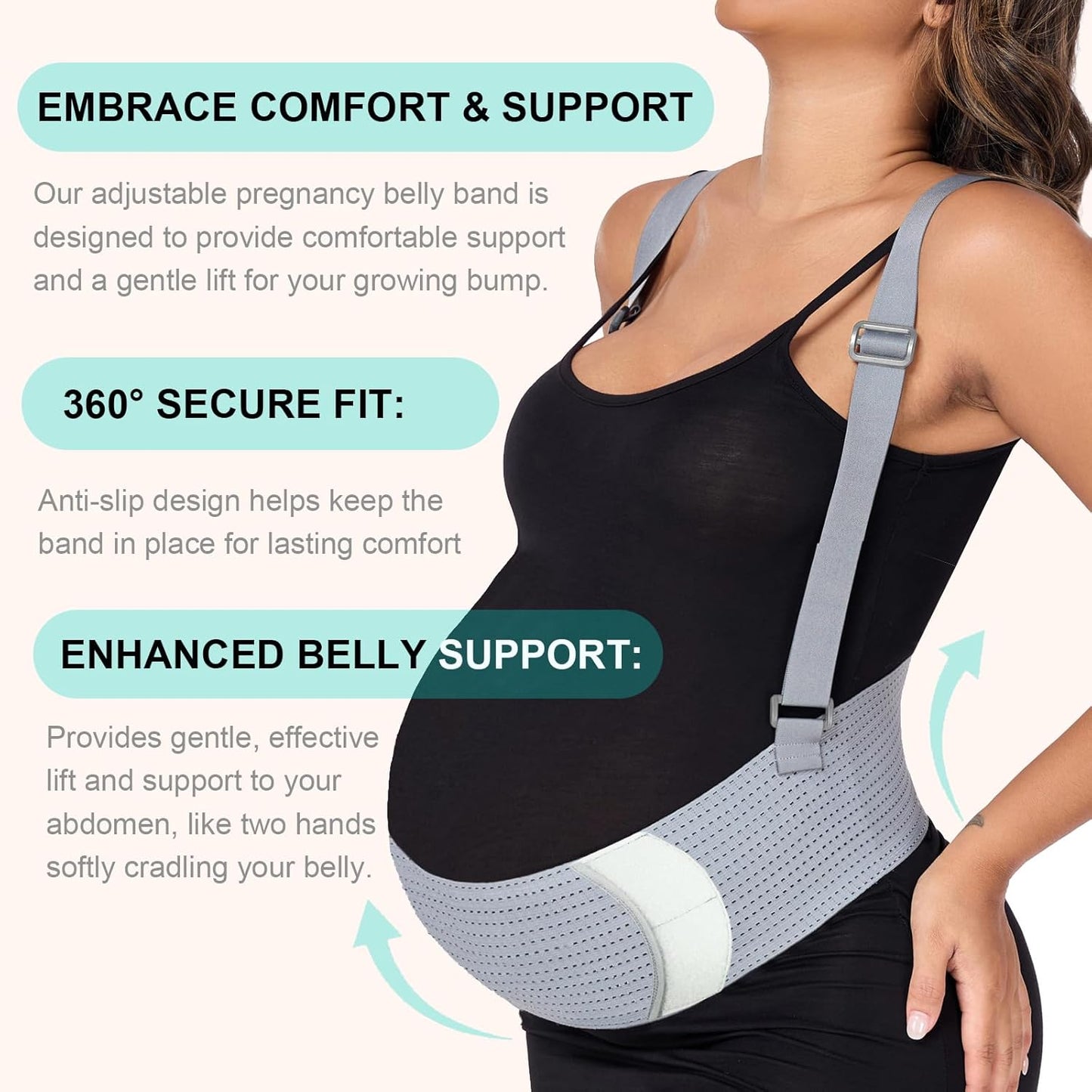 Belly Bands For Pregnant Women Maternity Belt Pregnancy Belly Support Band Adjustable Pregnancy Belt with Back Brace Straps (Gray, Small)