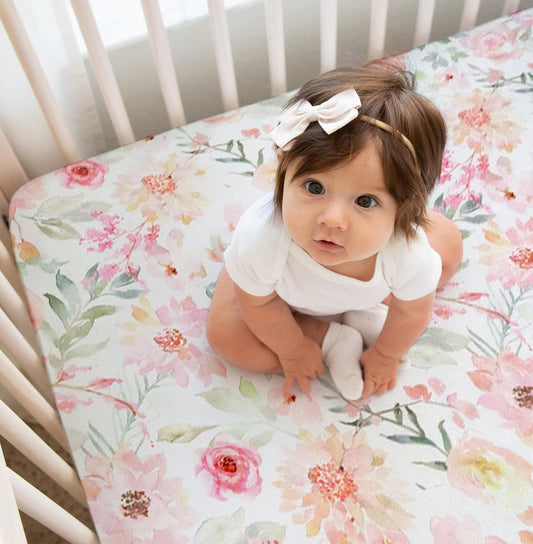 Baby Girls Crib Sheets | Floral Ultra-Soft Bedding for Crib Mattress and Toddler Beds - Blended Cotton Fitted Crib Sheet for Baby Girls Comfort and Elegance by Max&So