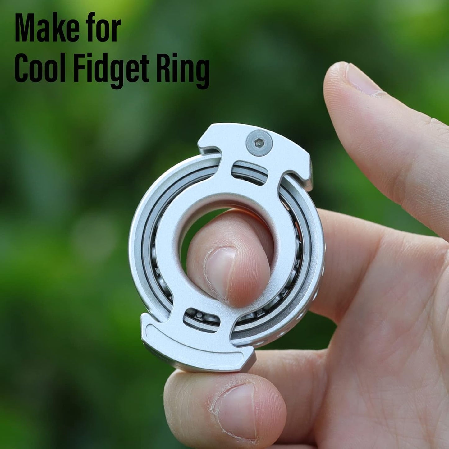 FREELOVE Ring Fidget Spinner for Adults, Men Finger Haptic Roller, Small Metal Clicker Toys, Ball Bearing, Black Fingears Spinning EDC for Anxiety Stress