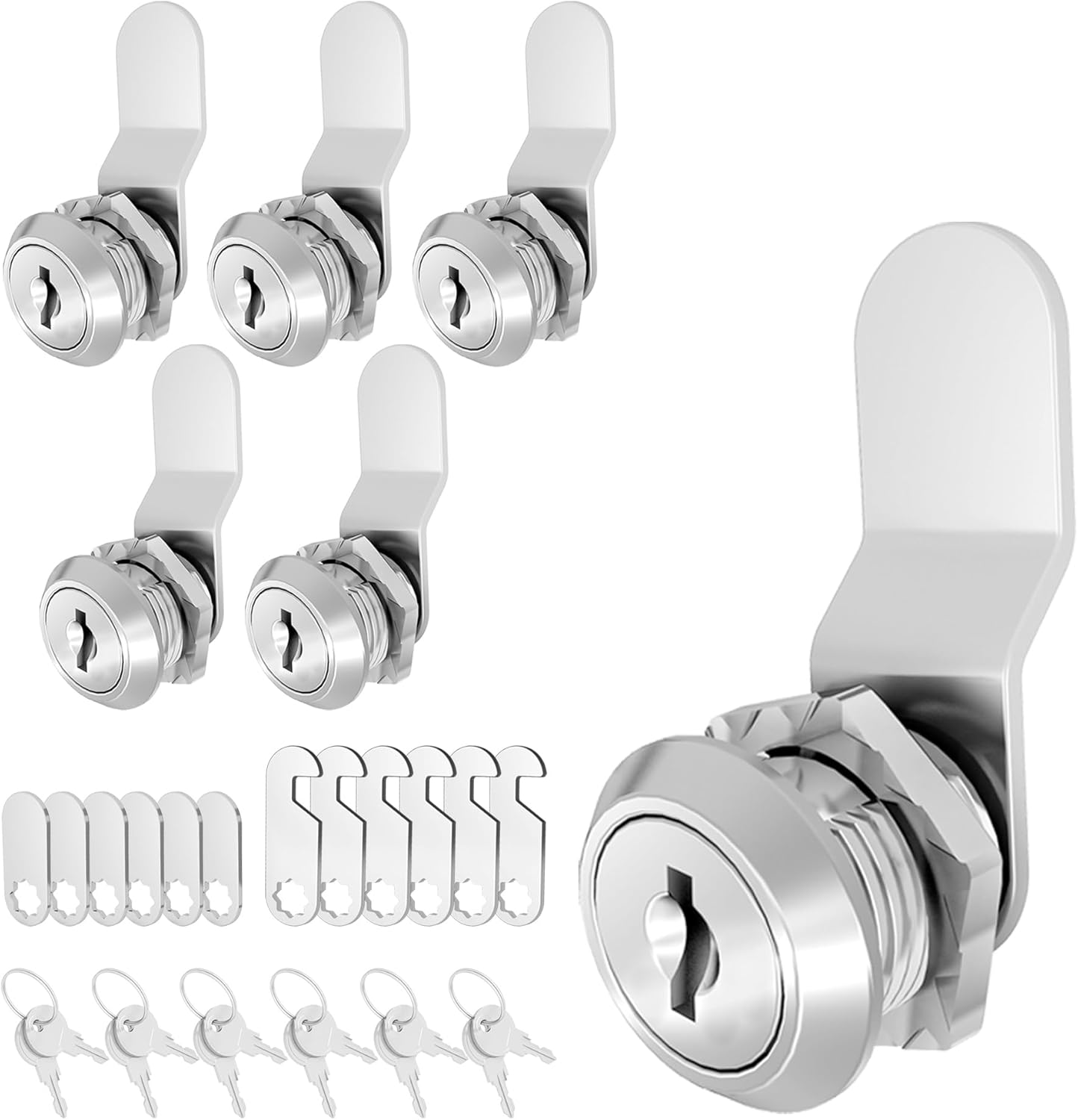 6 Pcs Cabinet Locks with Keys, 5/8 Inch Cam Lock Keyed Alike, RV Cam Lock for RV Storage Door, Cabinet and Drawer, Tool Box Locks with Keys, Zinc Alloy