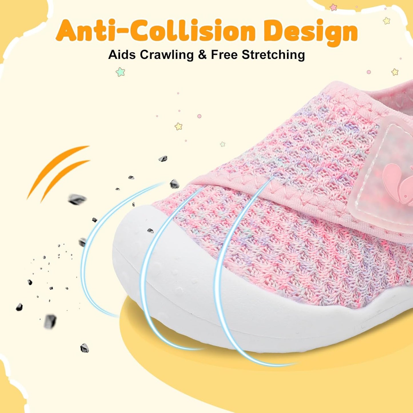 FEETCITY Baby First Walking Shoes Wide Baby Shoes Infant Sneakers Newborn Crib Shoe Barefoot Lightweight Slip On Shoe