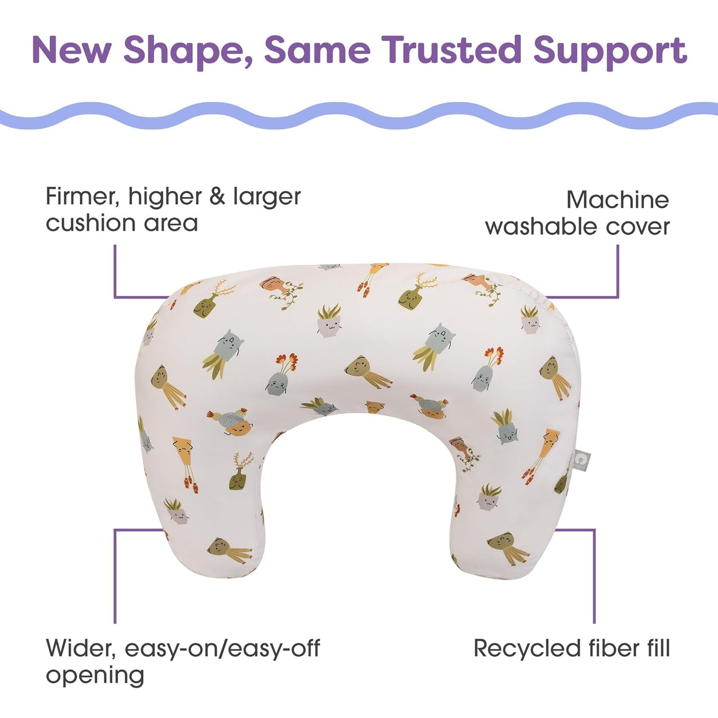 Boppy Nursing Pillow - Ergonomic Bottle & Breastfeeding Pillow with High, Firm, Large Area, Water-Repellent Cushion with Washable Cover; Baby Safety Alliance Verified - Tan Happy Houseplants