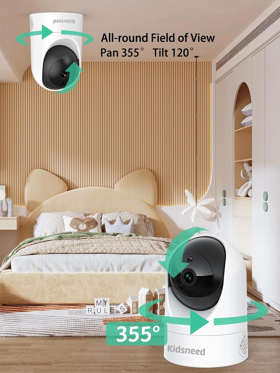 Kidsneed 5" Split Baby Monitor with 2 HD 720P Cameras