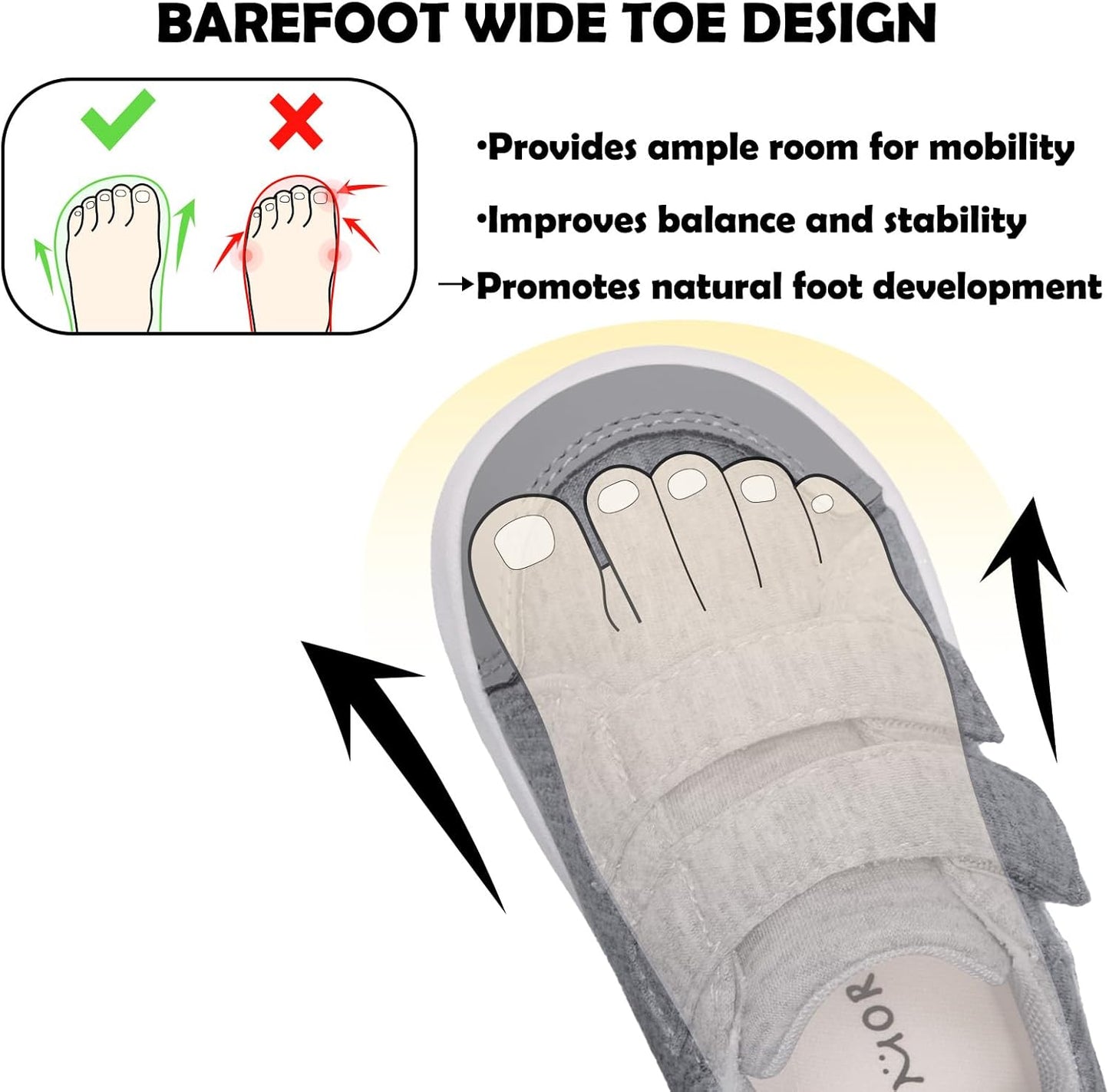 MORENDL Wide Toe Box Shoes Toddler Barefoot Shoes Baby Walking Shoe Boy Girl Non-Slip Zero Drop Minimalist Sneakers Comfort Tennis Outdoor Activities