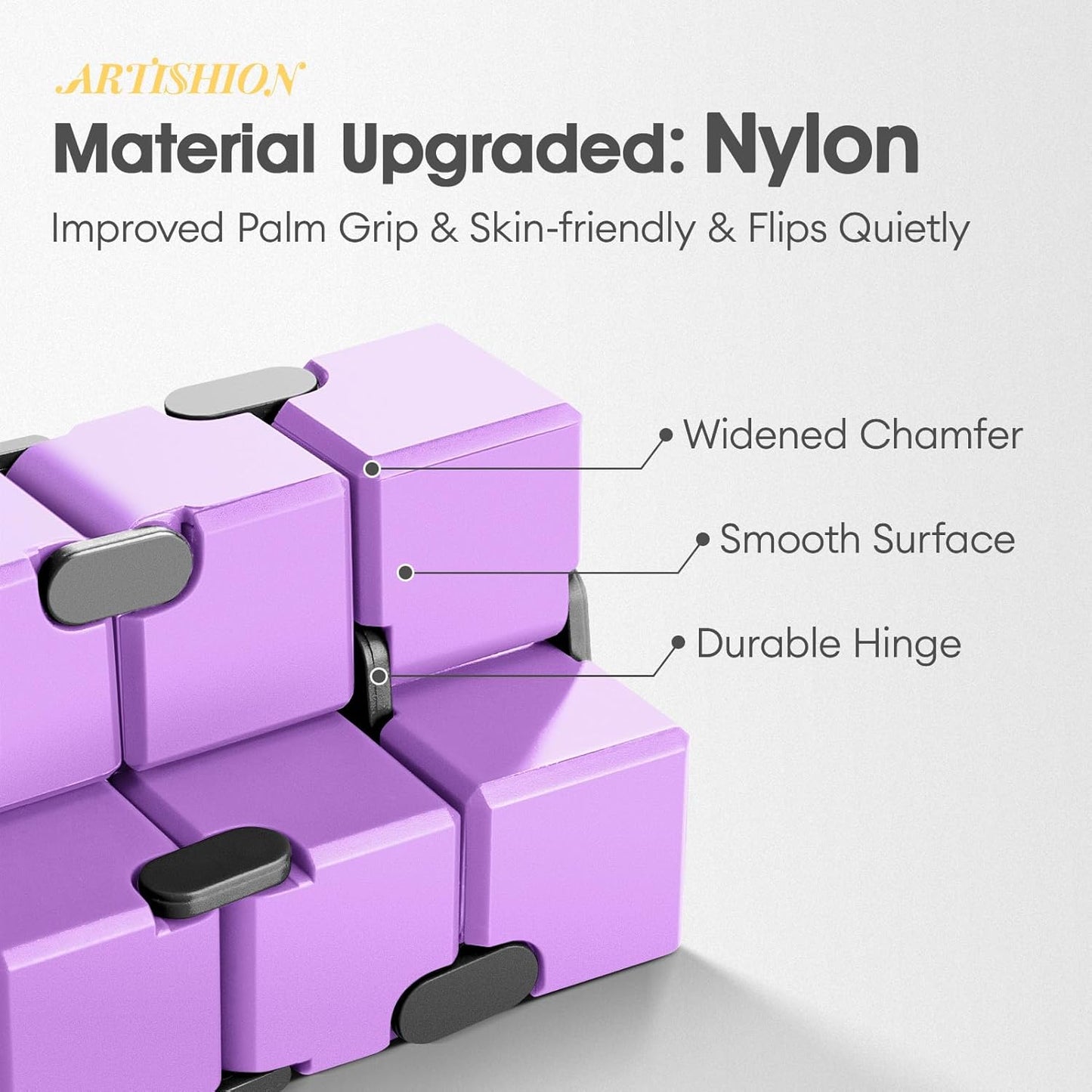 Fidget Cube, Durable Nylon Infinity Desk Toy, Skin-Friendly Handheld Gadget, Mini Stress-Relief Adult Fidget Toy for Anxiety Alleviation（Lightweight/Purple）