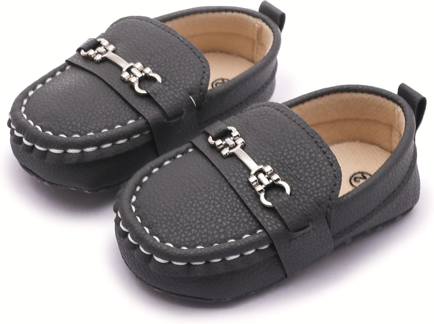 LONSOEN Baby Girls Boys Loafers Prewalker Dress Crib Shoes