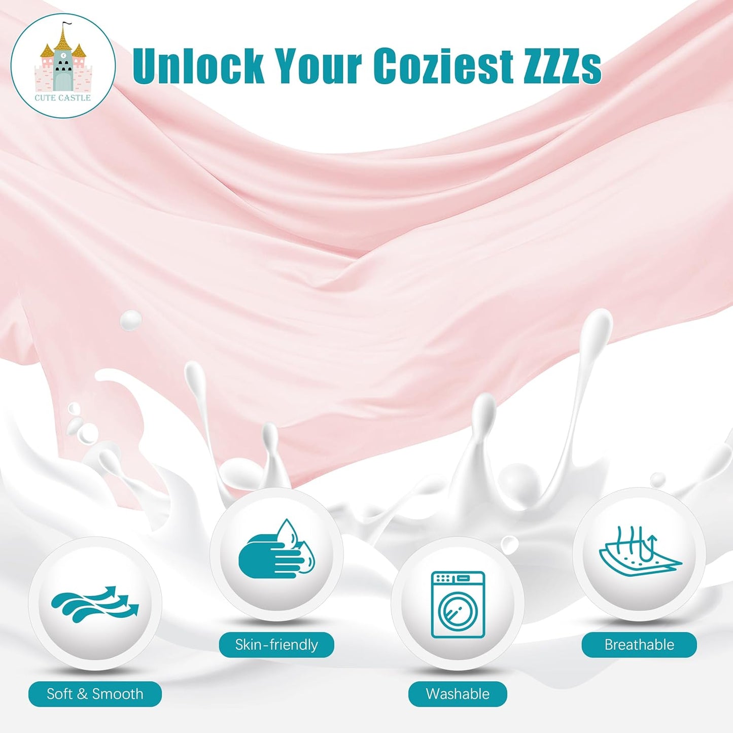 Cute Castle Pregnancy Pillows, Soft U-Shape Maternity Pillow with Removable Cover - Full Body Pillows for Adults Sleeping - Pregnancy Must Haves - Jumbo 57 Inch - Pink