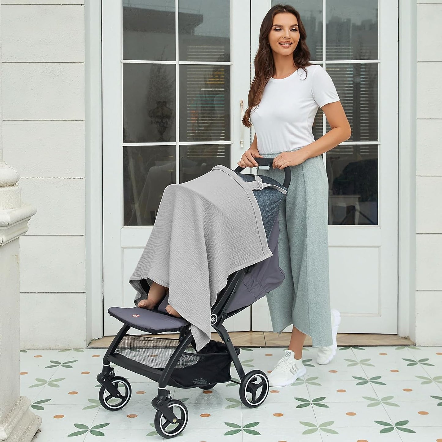 Nursing Cover for Baby Breastfeeding with Rigid Hoop, Breathable Soft 100% Muslin Cotton, Baby Breast Feeding & Pumping Apron (Grey)