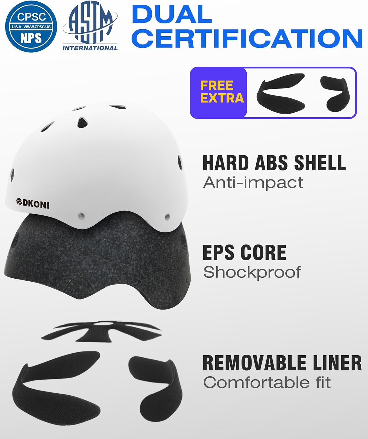 Kids Bike Helmet, Adjustable and Multi-Sport, from Toddler to Youth, 3 Sizes