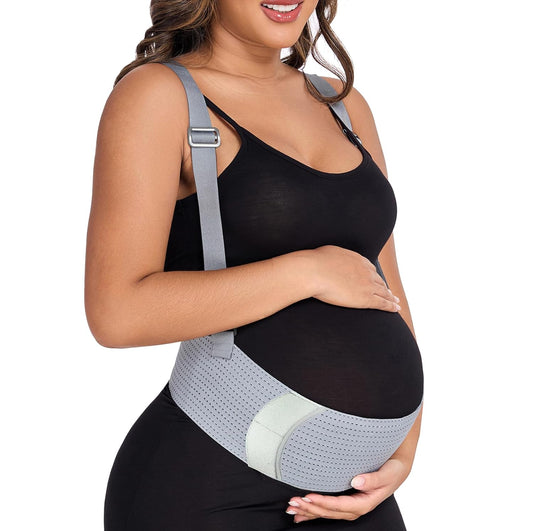 Belly Bands For Pregnant Women Maternity Belt Pregnancy Belly Support Band Adjustable Pregnancy Belt with Back Brace Straps (Gray, X-Large)