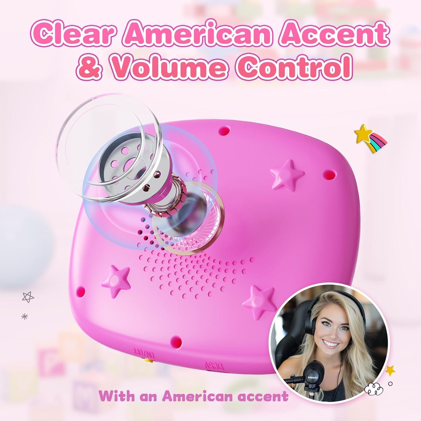 Toddlers Talking Flash Cards with American Accent & 144 Sight Words, Speech Therapy Toys for 3 4 5 6 Years Old Boys and Girls (Pink)