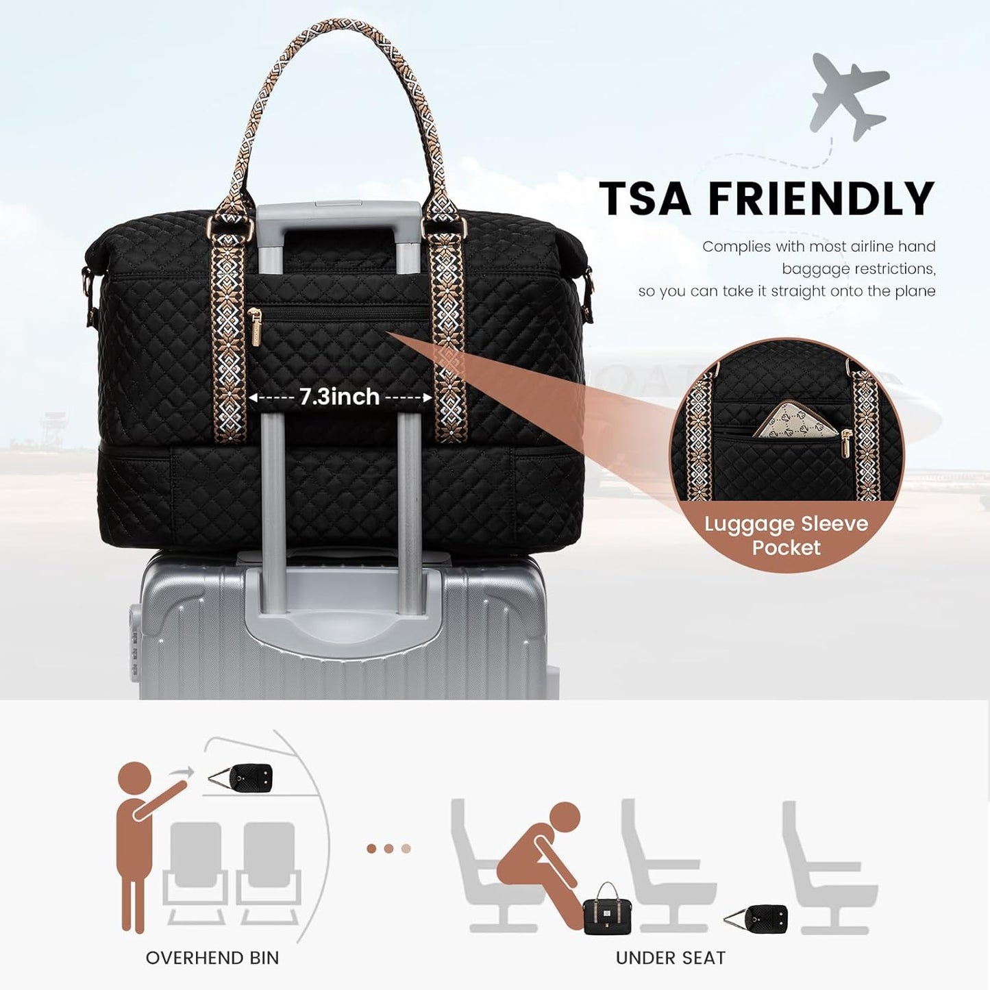 LOVEVOOK Travel Duffle Bag,Weekender Bags for Women with Shoe Compartment，Carry on Overnight Bag with Toiletry Bag,Gym Duffel Bag with Wet Pocket, Hospital Bags for Labor and Delivery