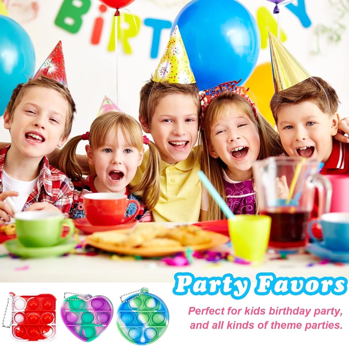 100pcs 2in Random Pop Bubble Fidget Sensory Toys, Pop Toy Bulk for Party Favor, Classroom Student Prizes Easter Basket Goodie Bag Stuffers Christmas Valentine Gift for Kid