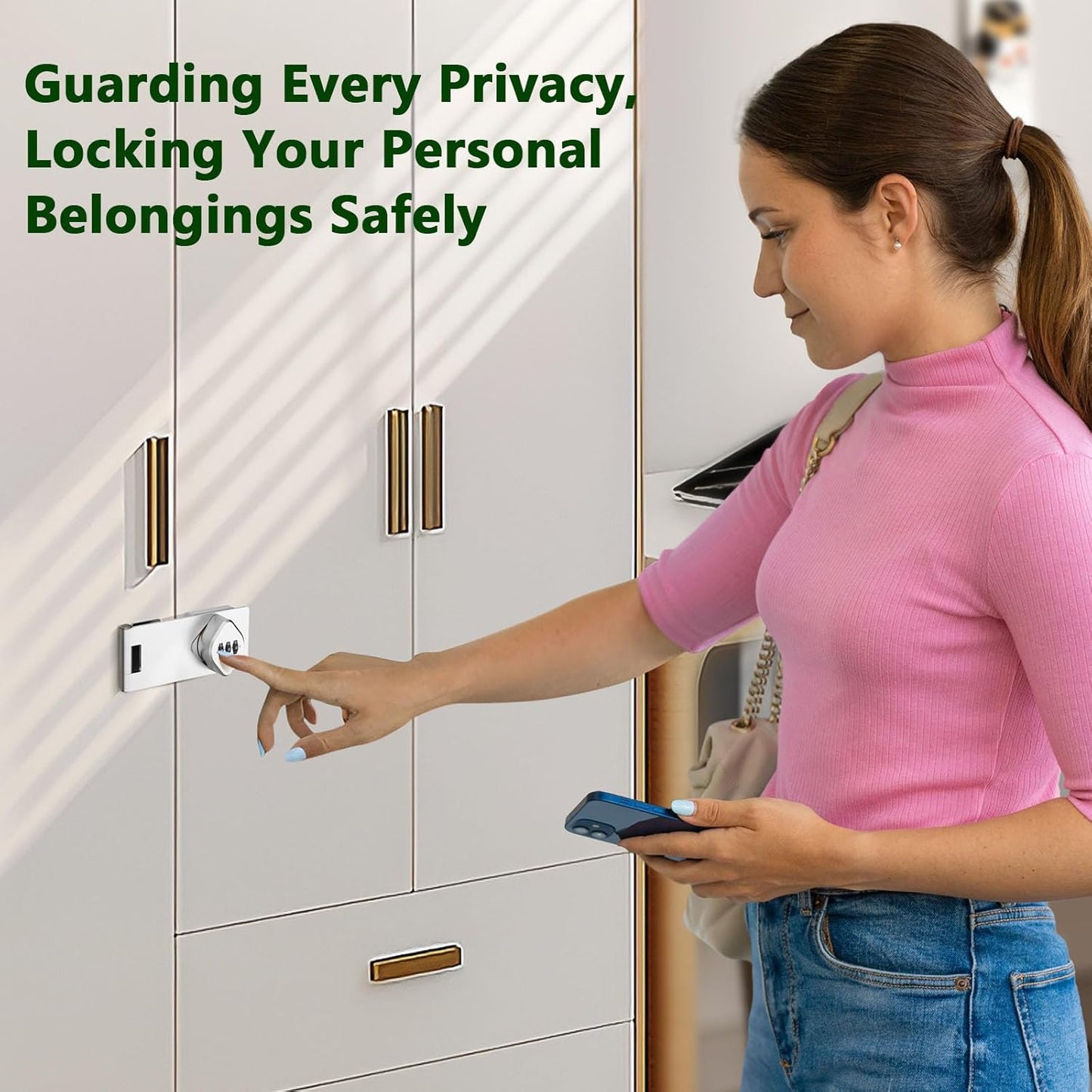 Cabinet with Combination Lock – Keyless Hasp Security, 3-Digit Code Sliding Barn Door Latch for Small Entries, Bathrooms, Refrigerators, Gardens (2, Silver)