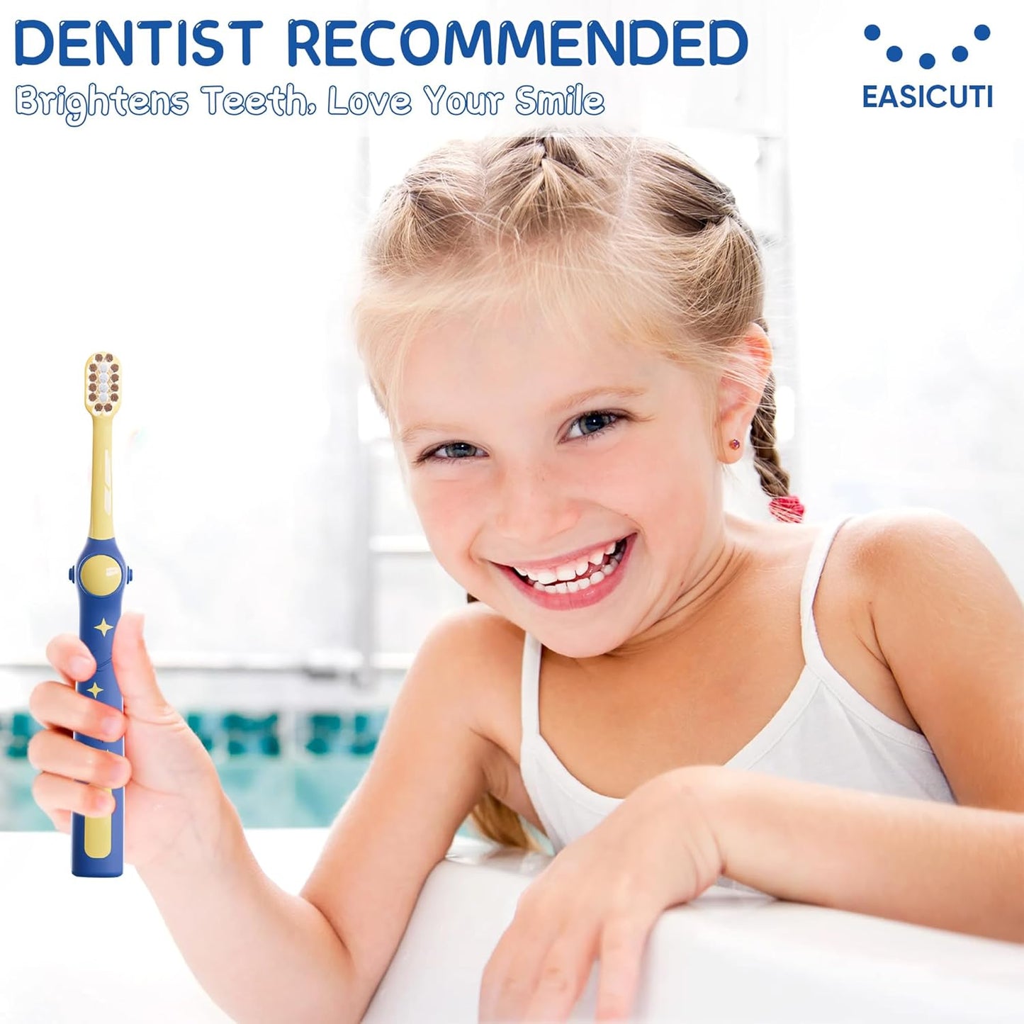 EASICUTI Extra Soft Toddler Toothbrushes 8 Pack, Space Style Kids Toothbrushes for Ages 2-12 Years, Baby Toothbrush 12 Months and up, Childrens Toothbrush Help Remove Plaque and Stains-Blue, White