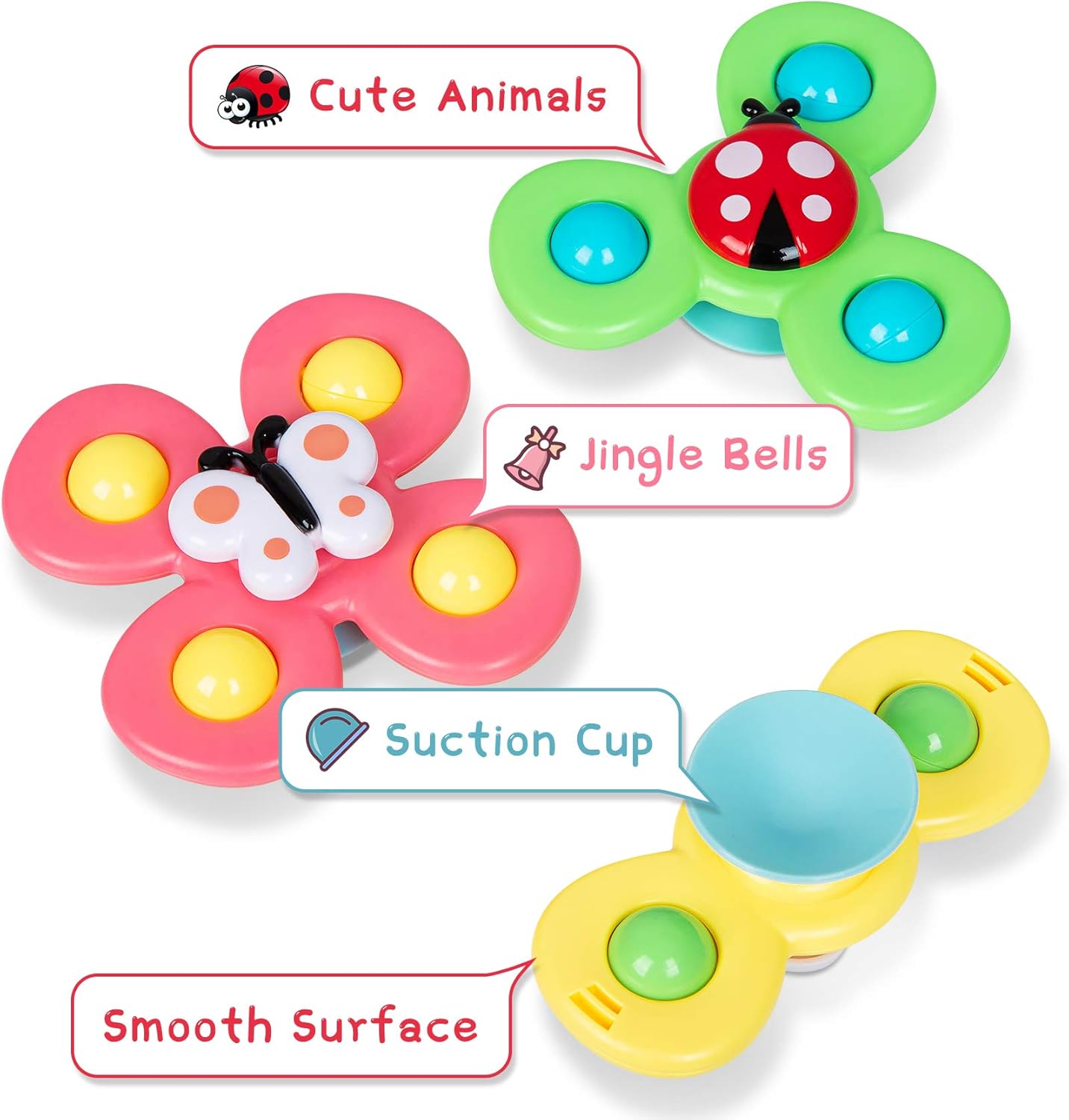 Airplane Travel Toys for Toddlers 1-3: Suction Cup Spinner Toys for 1 Year Old Boy Girl Birthday Gift - Sensory Spinning Baby Bath Toys 6-12-18 Months