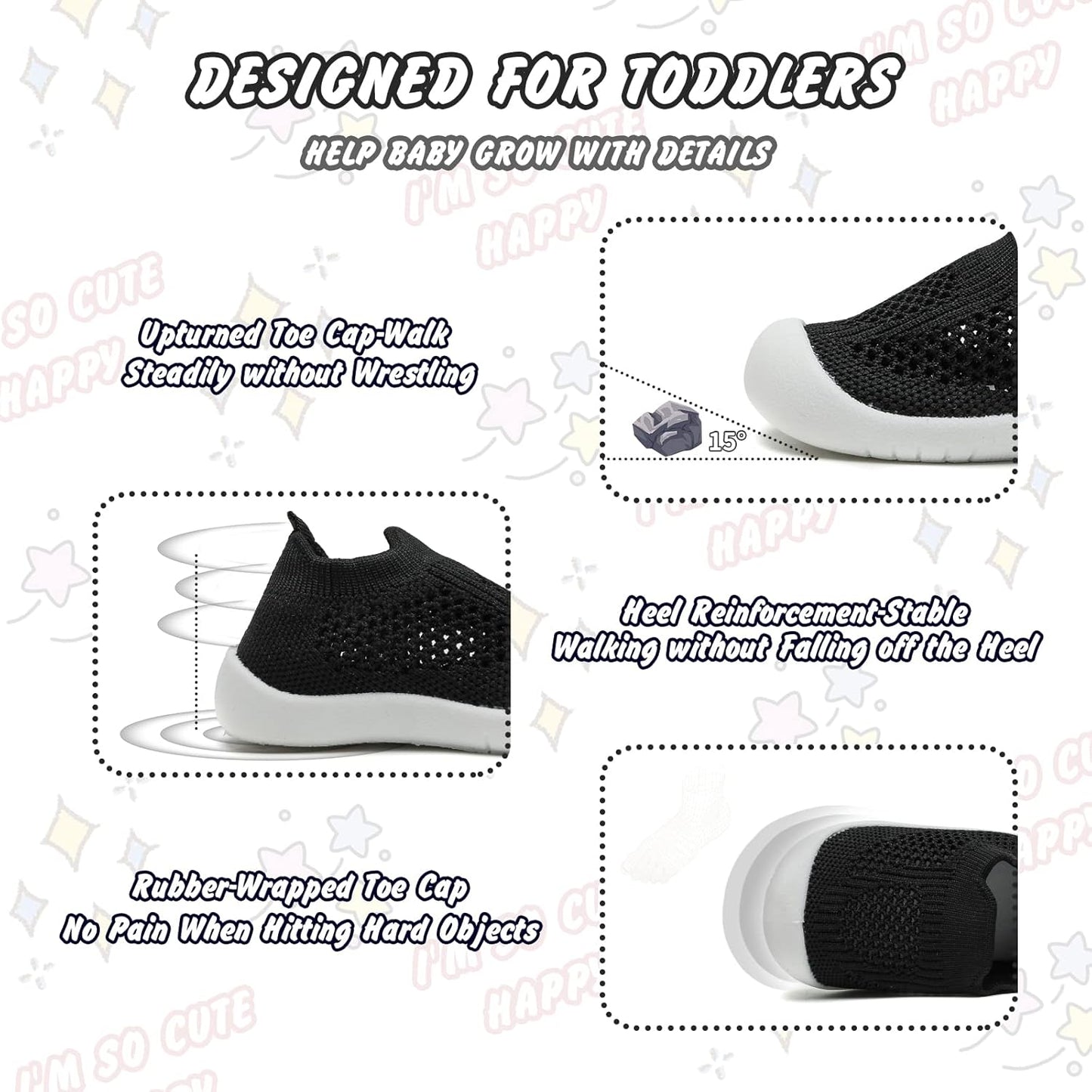 Charrost Toddler Baby Girl Boy First Walking Shoes Checkered Sneakers Sizes 3/4/5/6/7/8T. Soft, Cute,Flexible for First Walkers. Non-Slip, Slip On, Wide Toe Box Indoors Outdoors